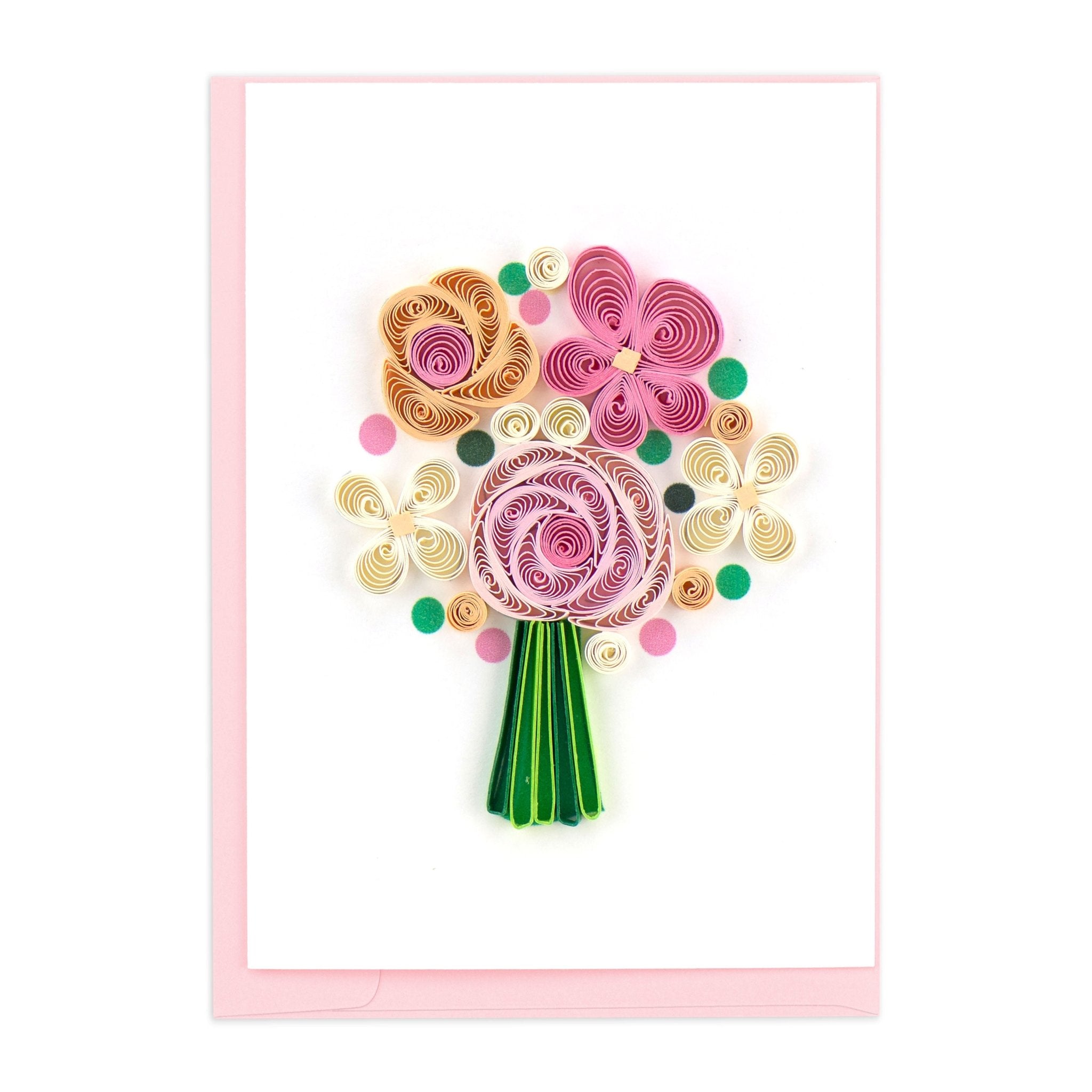 Quilled Flower Bouquet Gift Enclosure Mini Card - Quilling Card - Gift Enclosure