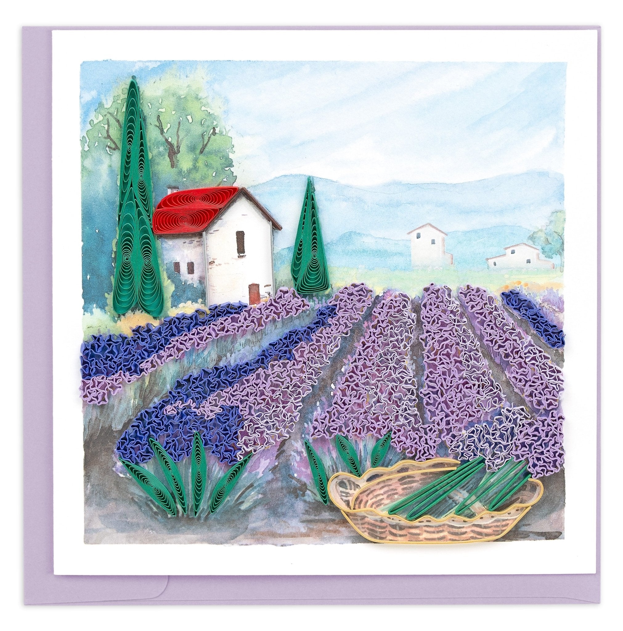 Quilled Lavender Fields Greeting Card - Quilling Card - Greeting Card