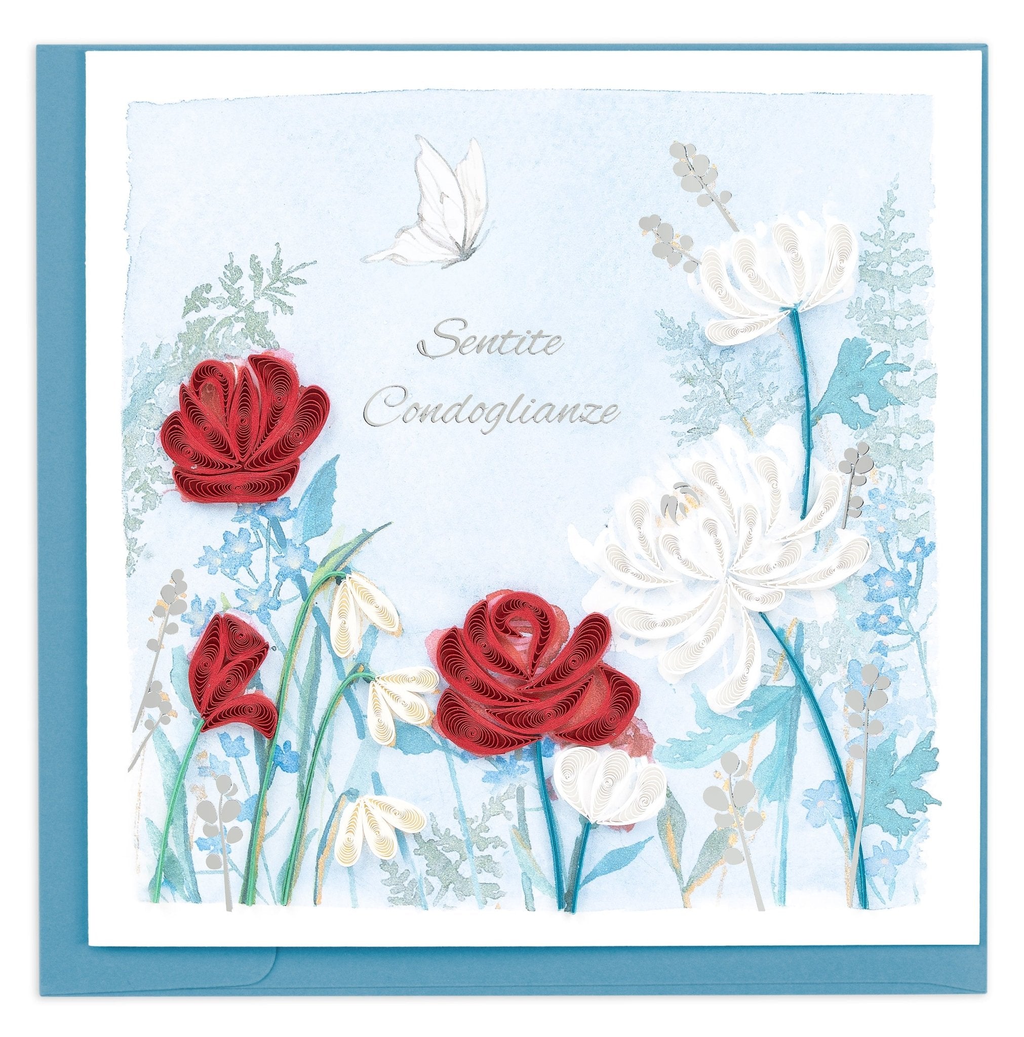 Quilled Sympathy Garden (Italian) Greeting Card - Quilling Card - Greeting Card