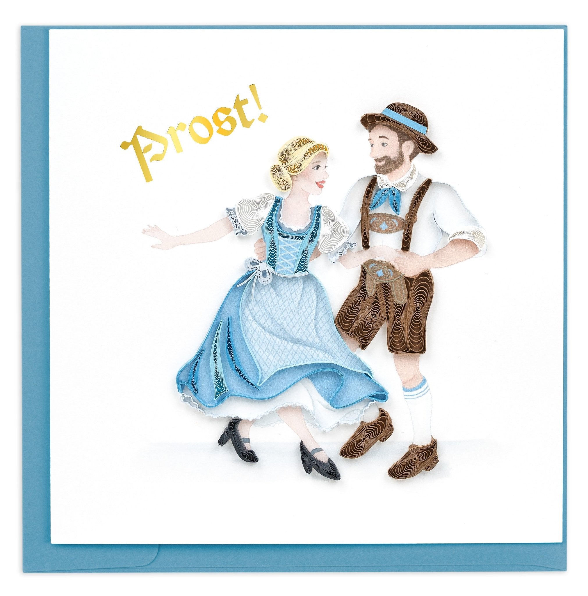 Quilled Bavarian Dance (German) Greeting Card - Quilling Card - Greeting Card