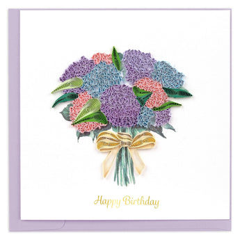 Quilled Hydrangea Bouquet Birthday Card - Quilling Card - Greeting Card