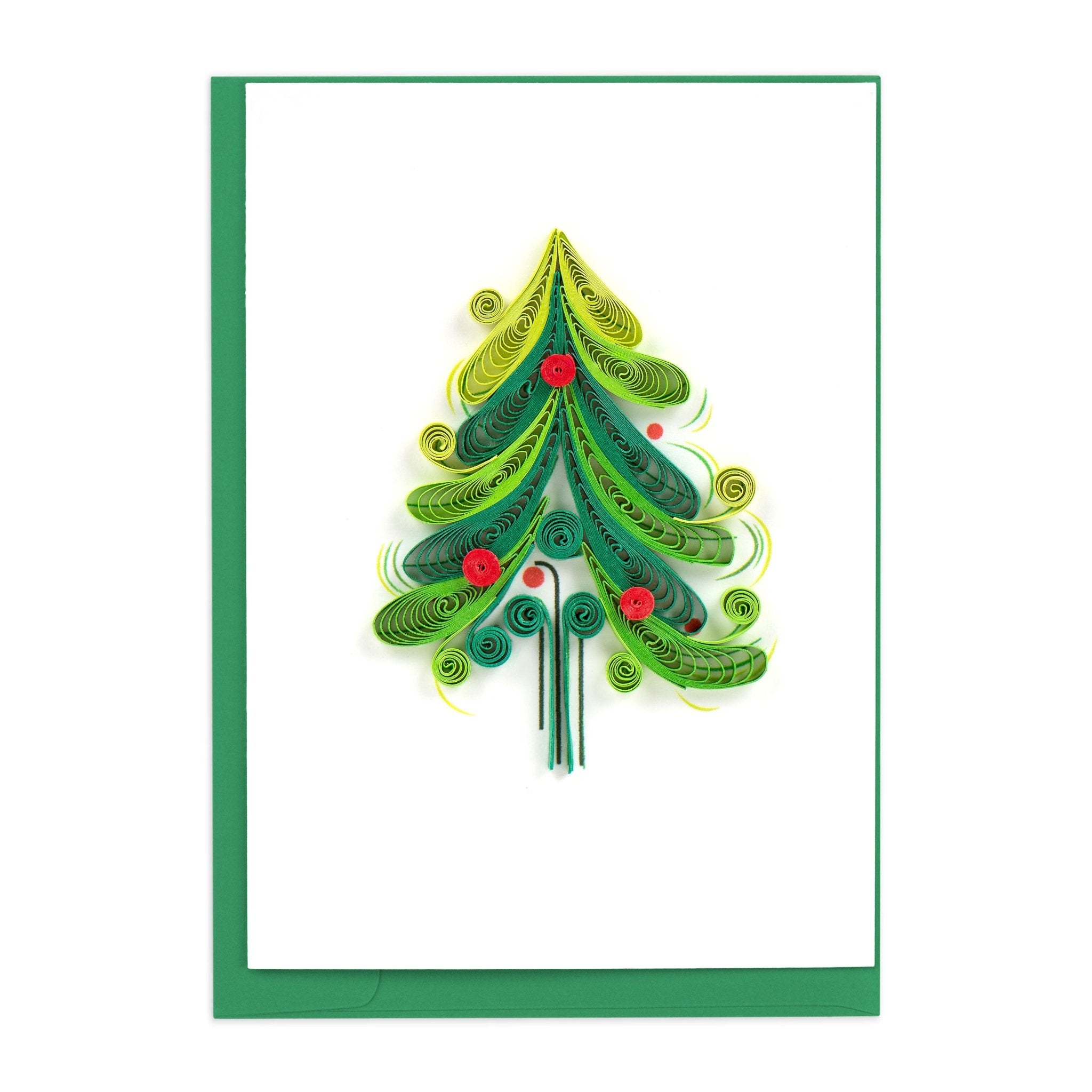 Quilled Christmas Tree Gift Enclosure Mini Card - Quilling Card - Gift Enclosure