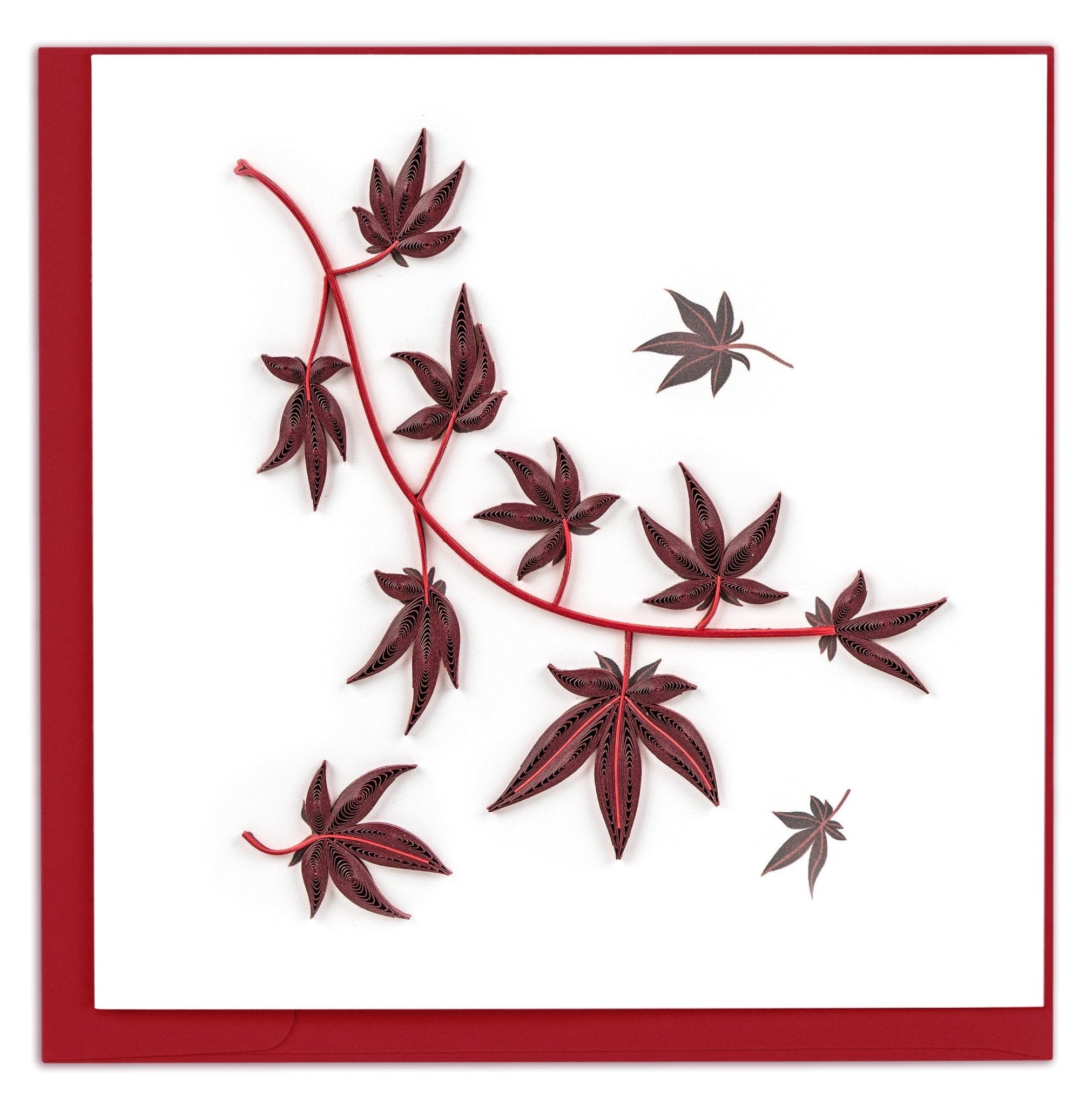 Quilled Japanese Maple Leaves Greeting Card - Quilling Card - Greeting Card