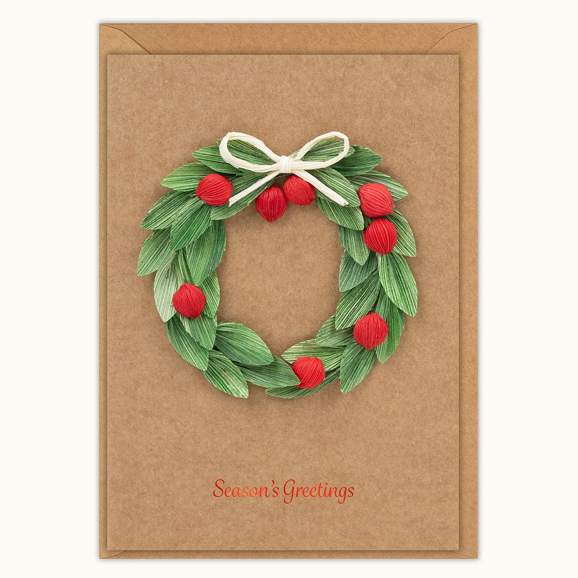Handmade Holiday Wreath Greeting Card