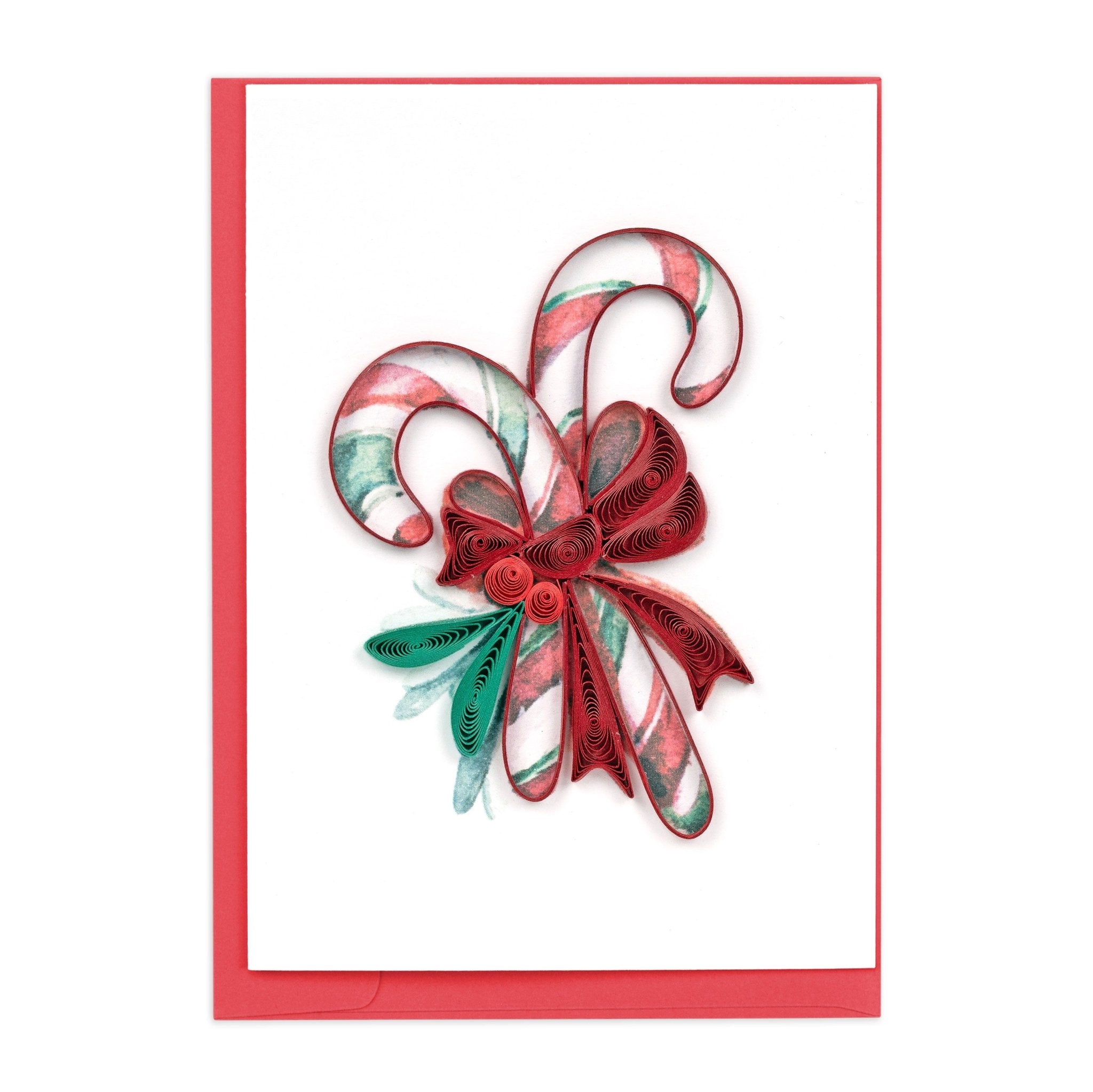 Quilled Candy Canes Gift Enclosure Mini Card - Quilling Card - Gift Enclosure