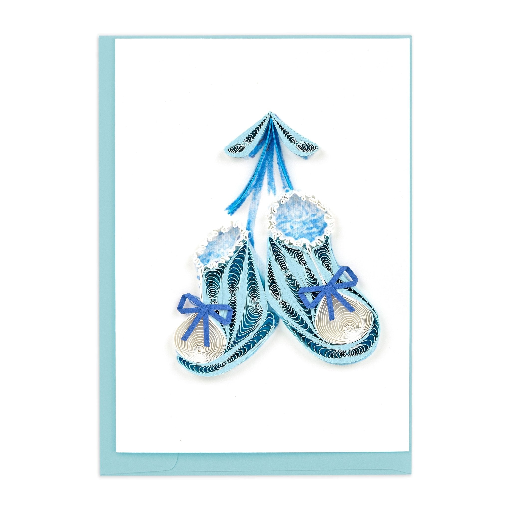 Quilled Knitted Blue Baby Booties Gift Enclosure Mini Card
