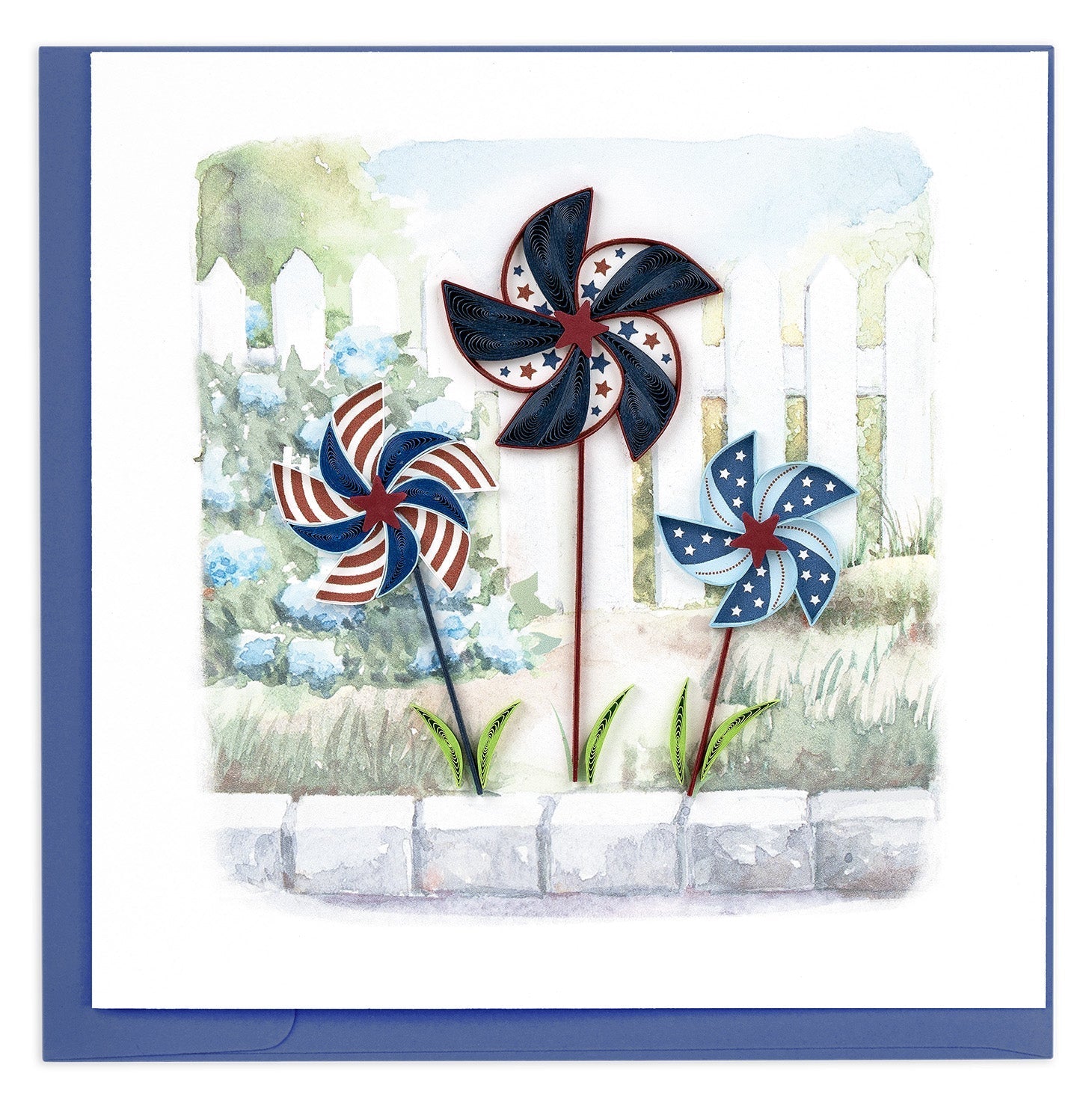 Quilled 4th of July Pinwheels Greeting Card - Quilling Card - Greeting Card