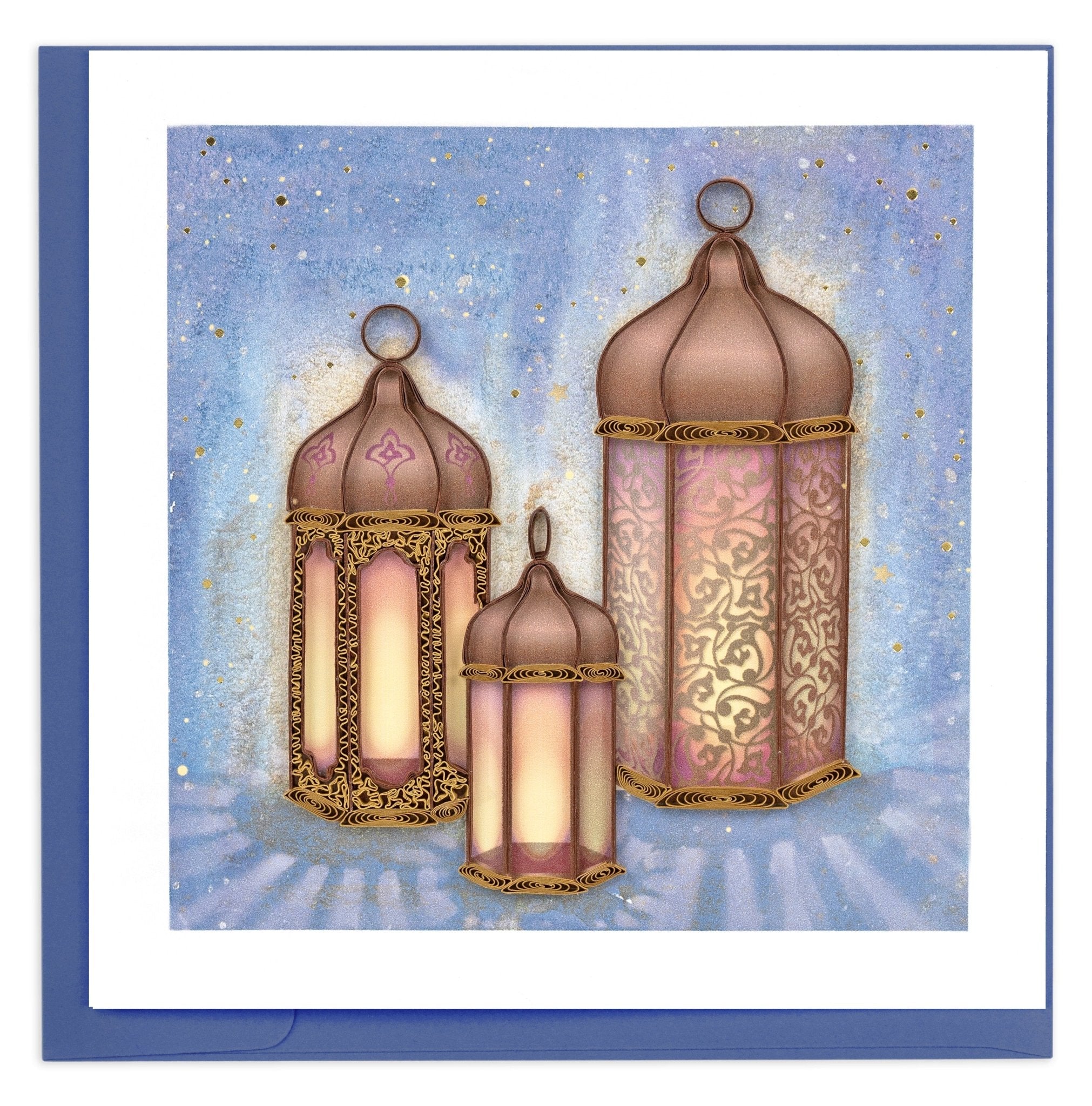 Quilled Oil Lamps Greeting Card - Quilling Card - Greeting Card