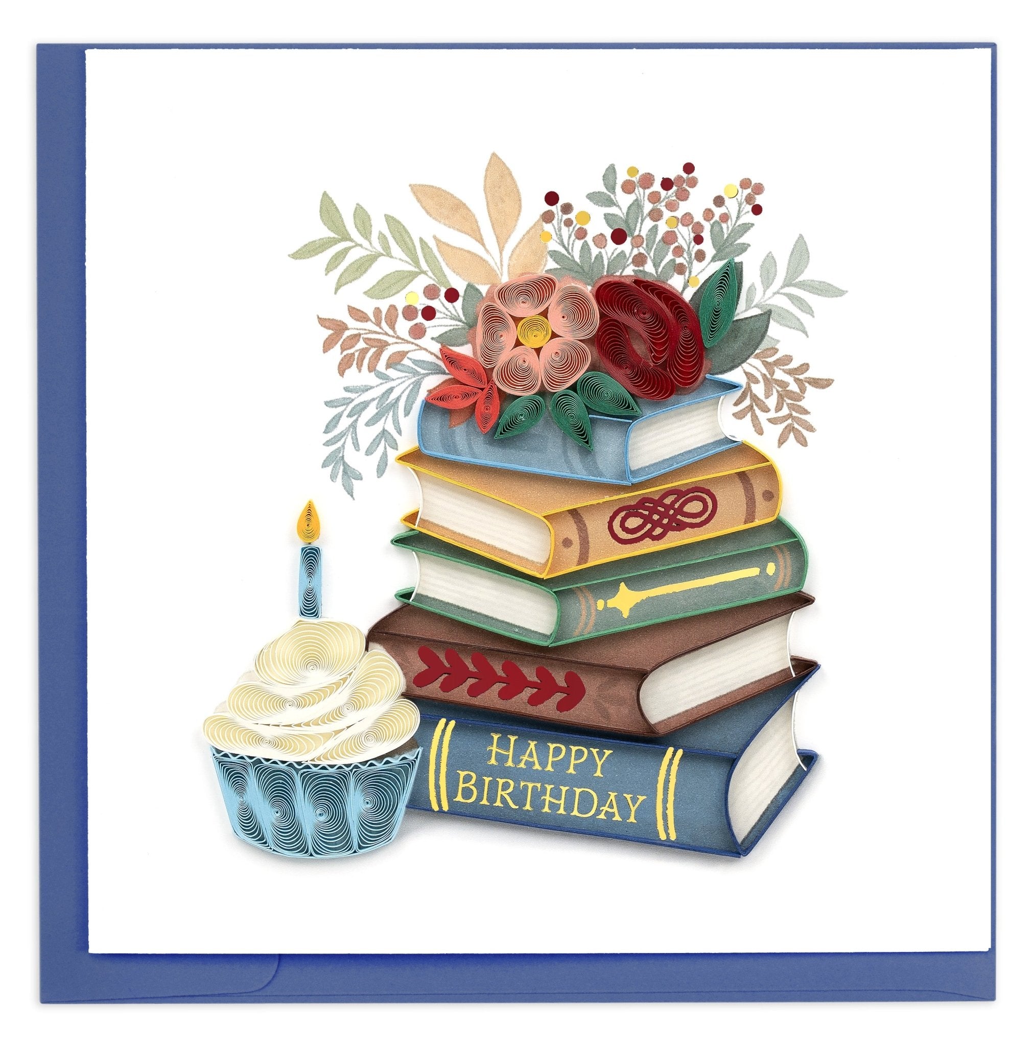 Quilled Books & Cupcake Greeting Card - Quilling Card - Greeting Card