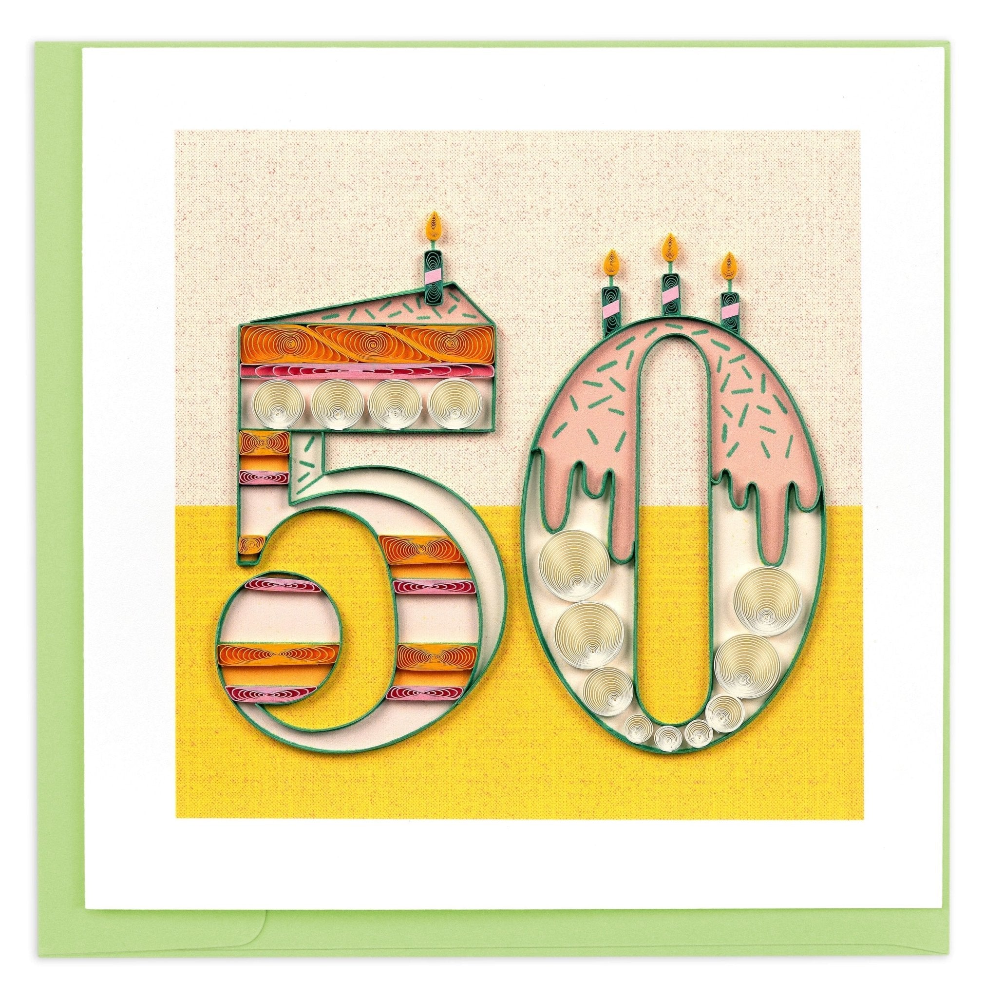 Quilled Birthday Milestone Greeting Card - 50 - Quilling Card - Greeting Card