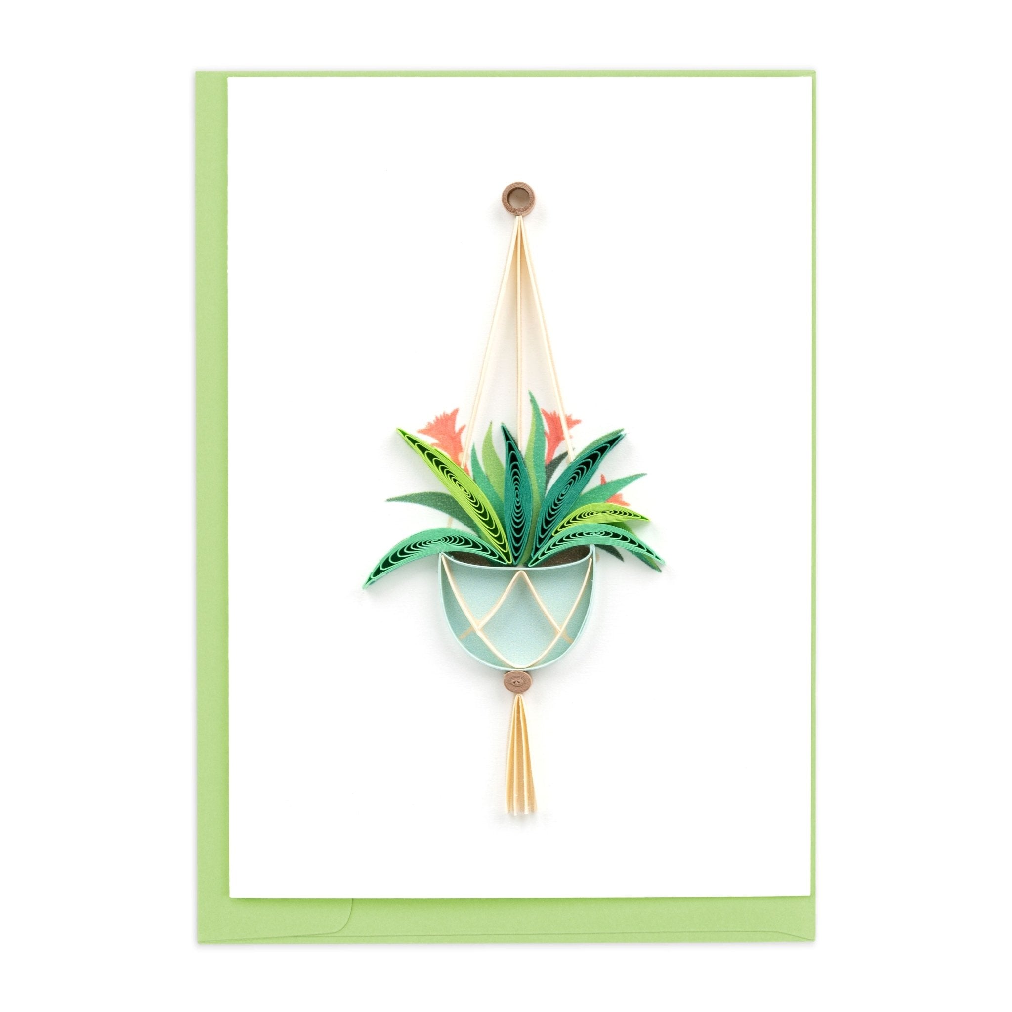 Quilled Bromeliad Macrame Hanger Gift Enclosure Mini Card