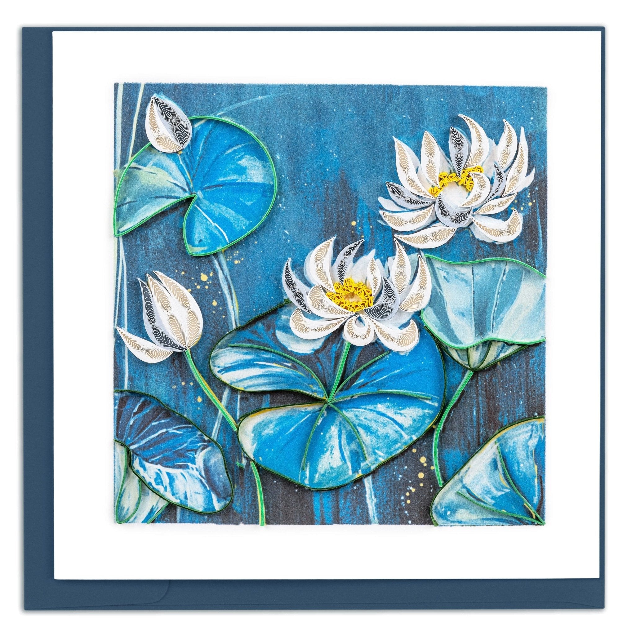 Quilled Lotus Pond Greeting Card - Quilling Card - Greeting Card