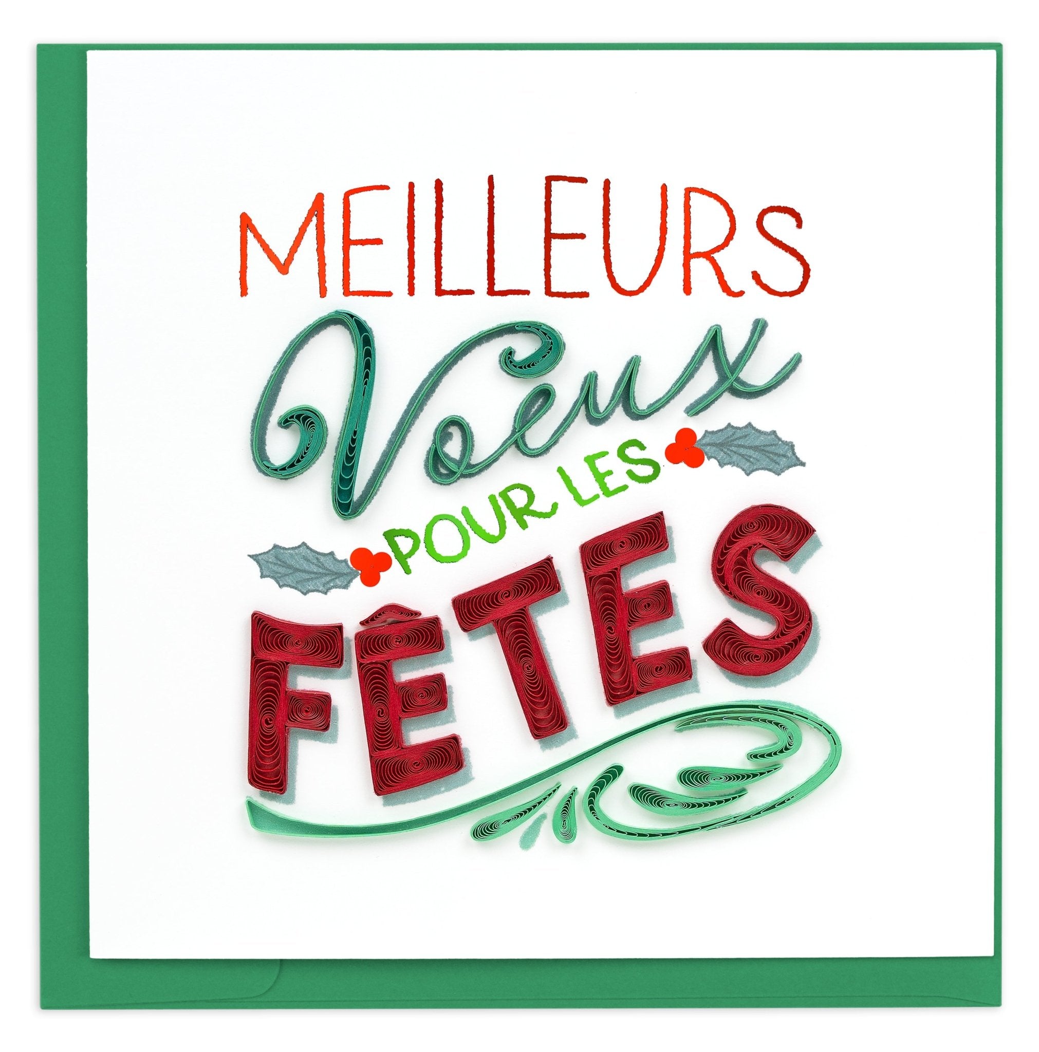 Quilled Holiday Wishes (French) Greeting Card - Quilling Card - Greeting Card
