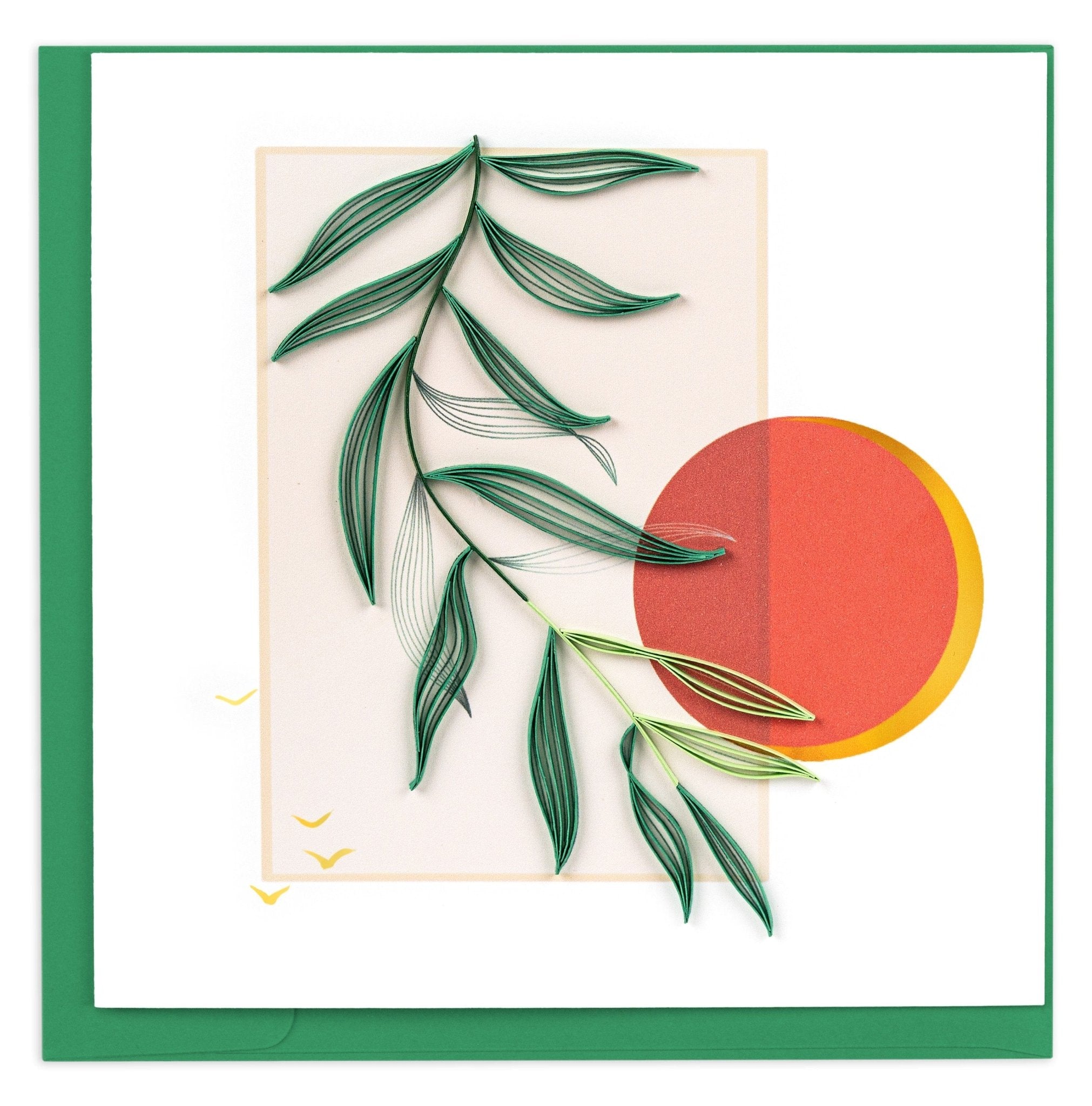 Quilled Minimalist Leaves & Sun Greeting Card - Quilling Card - Greeting Card