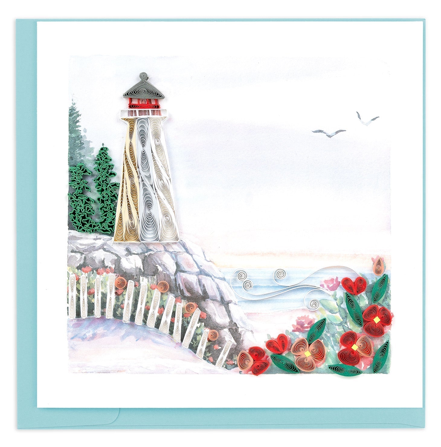 Quilled Lighthouse Cliff Greeting Card - Quilling Card - Greeting Card