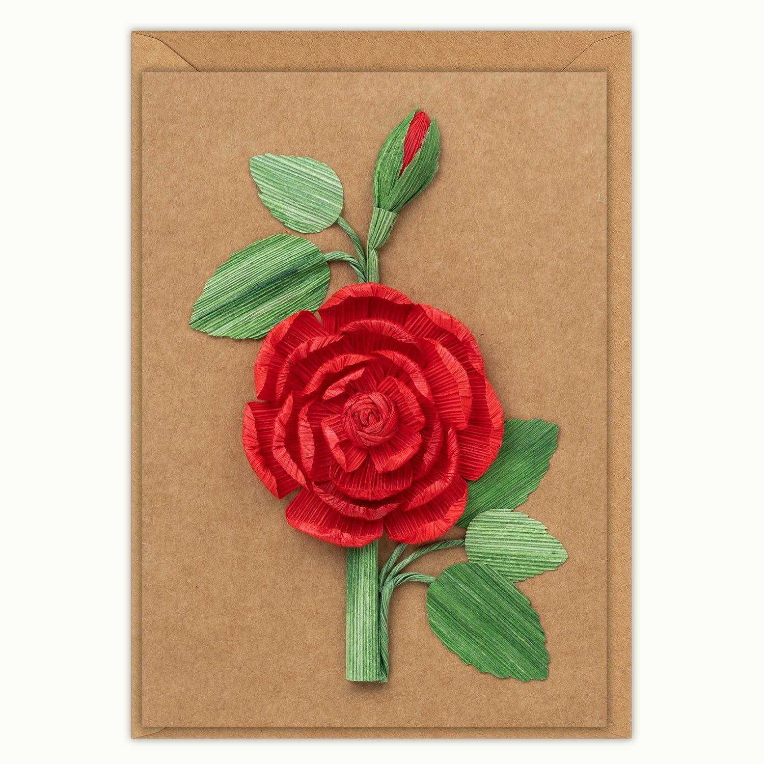 Red Rose Handmade Card - Quilling Card - Greeting Card