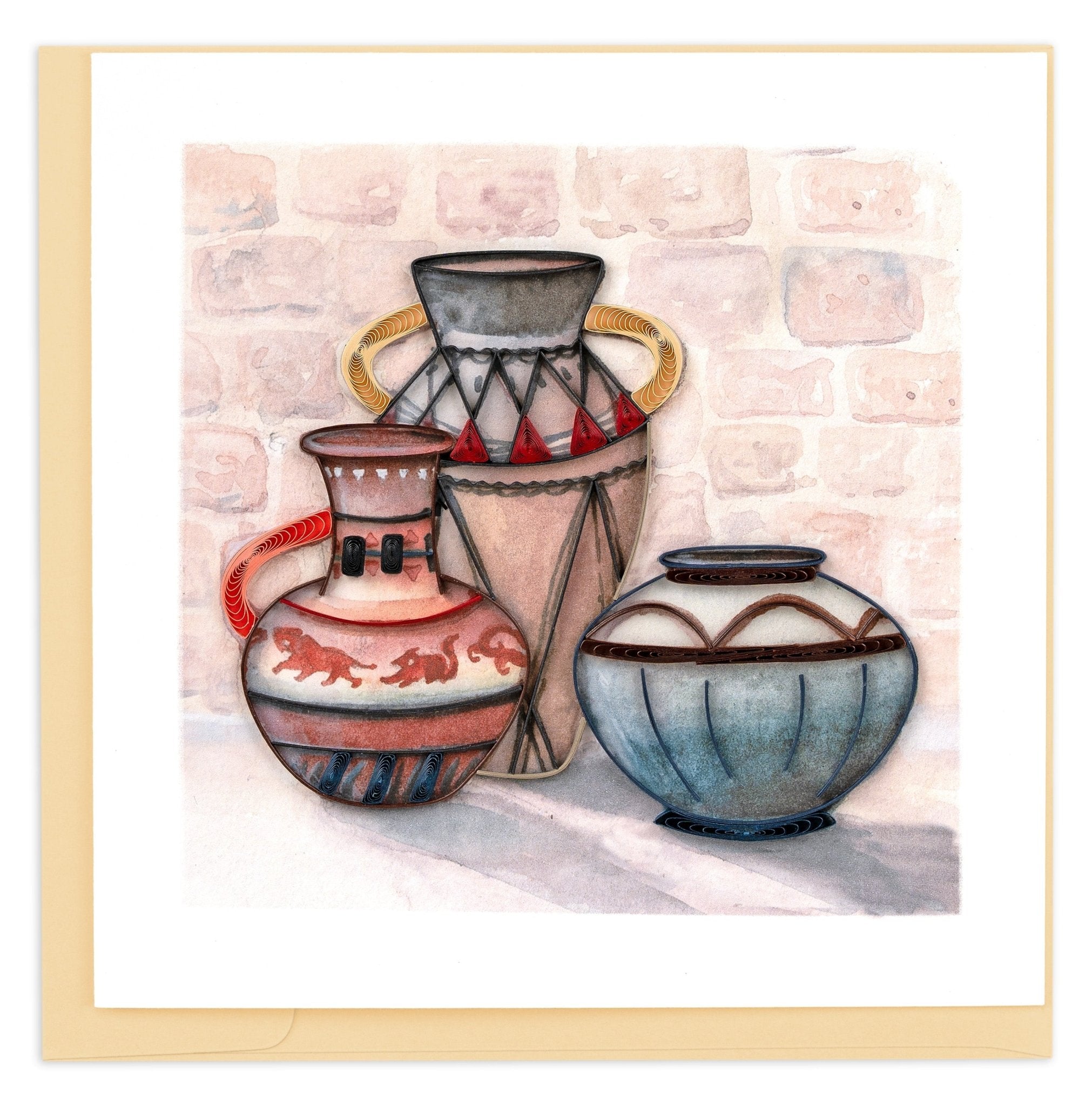 Quilled Traditional African Pottery Greeting Card - Quilling Card - Greeting Card