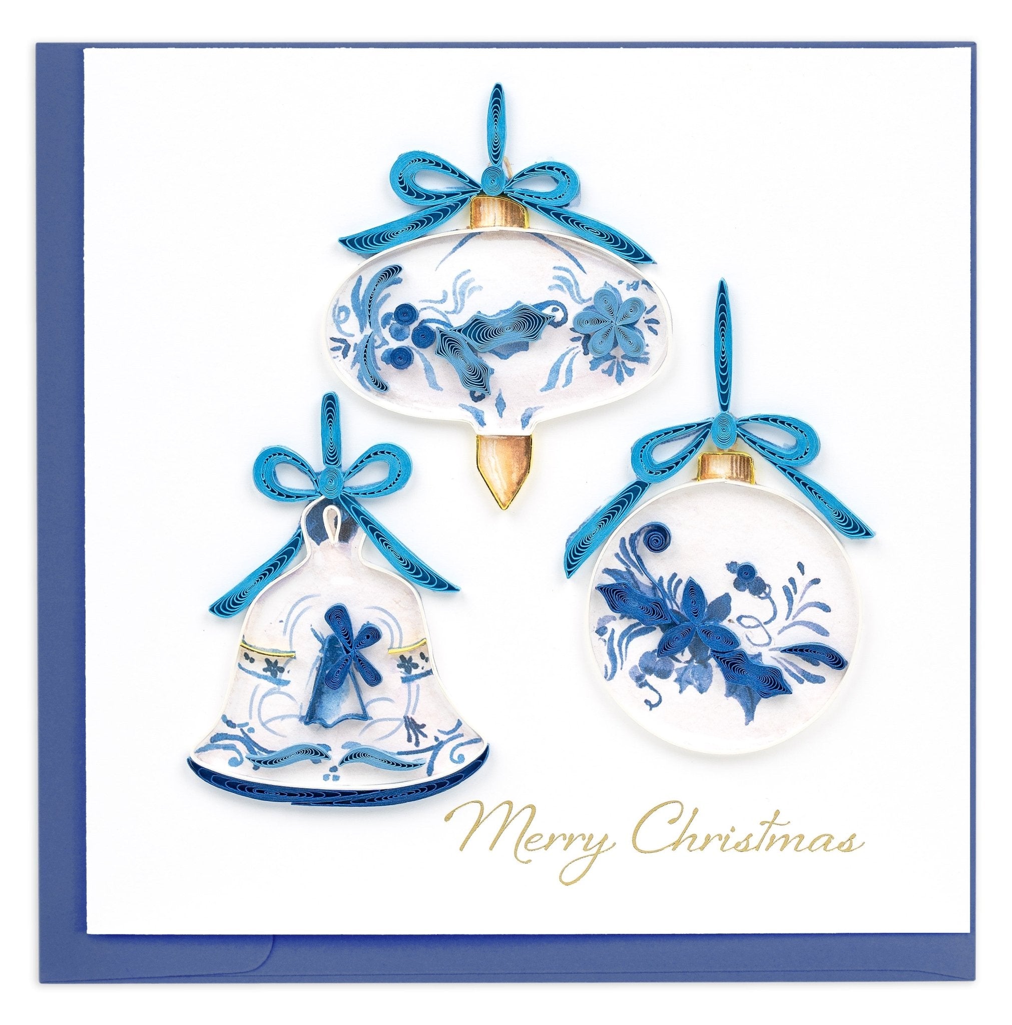 Quilled Delft Blue Ornaments Greeting Card - Quilling Card - Greeting Card