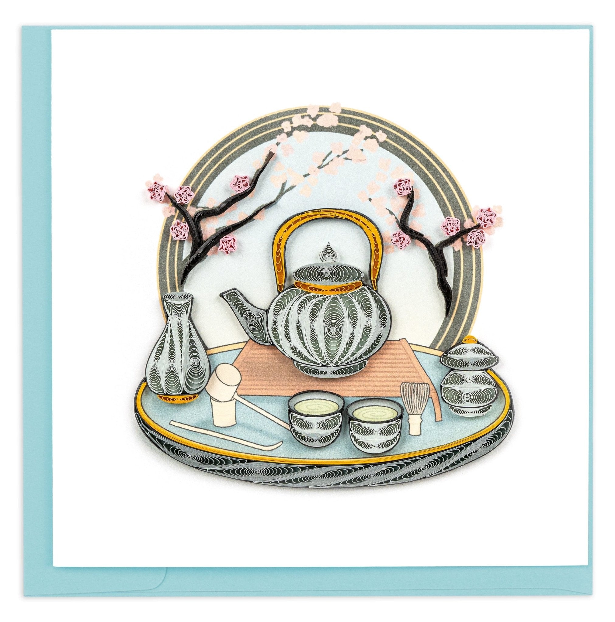 Quilled Tea Ceremony Greeting Card - Quilling Card - Greeting Card