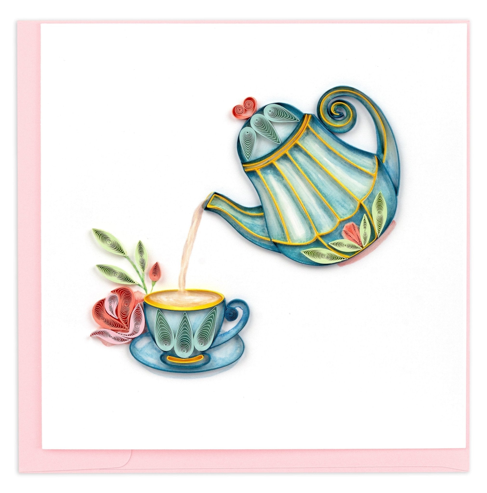 Quilled Afternoon Tea Greeting Card - Quilling Card - Greeting Card