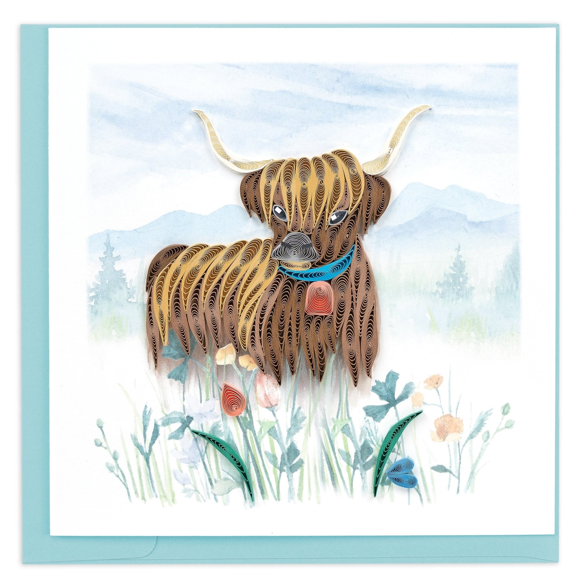 Quilled Highland Cow Greeting Card