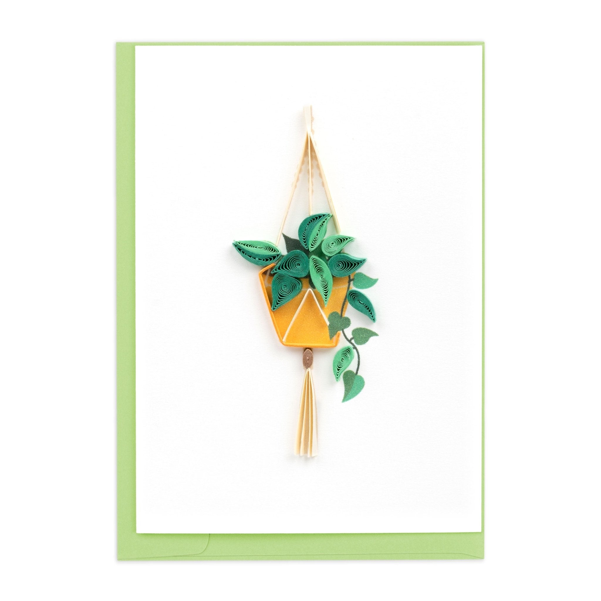 Quilled Pothos Macrame Hanger Gift Enclosure Mini Card - Quilling Card - Gift Enclosure