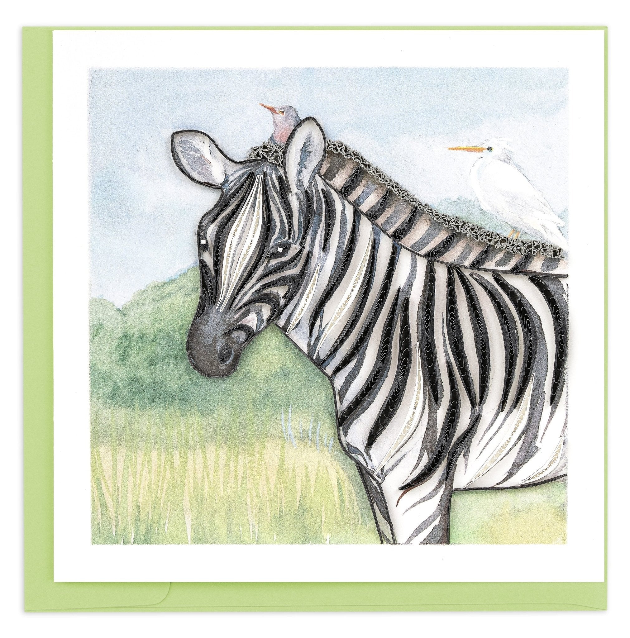 Quilled Zebra & Birds Greeting Card - Quilling Card - Greeting Card