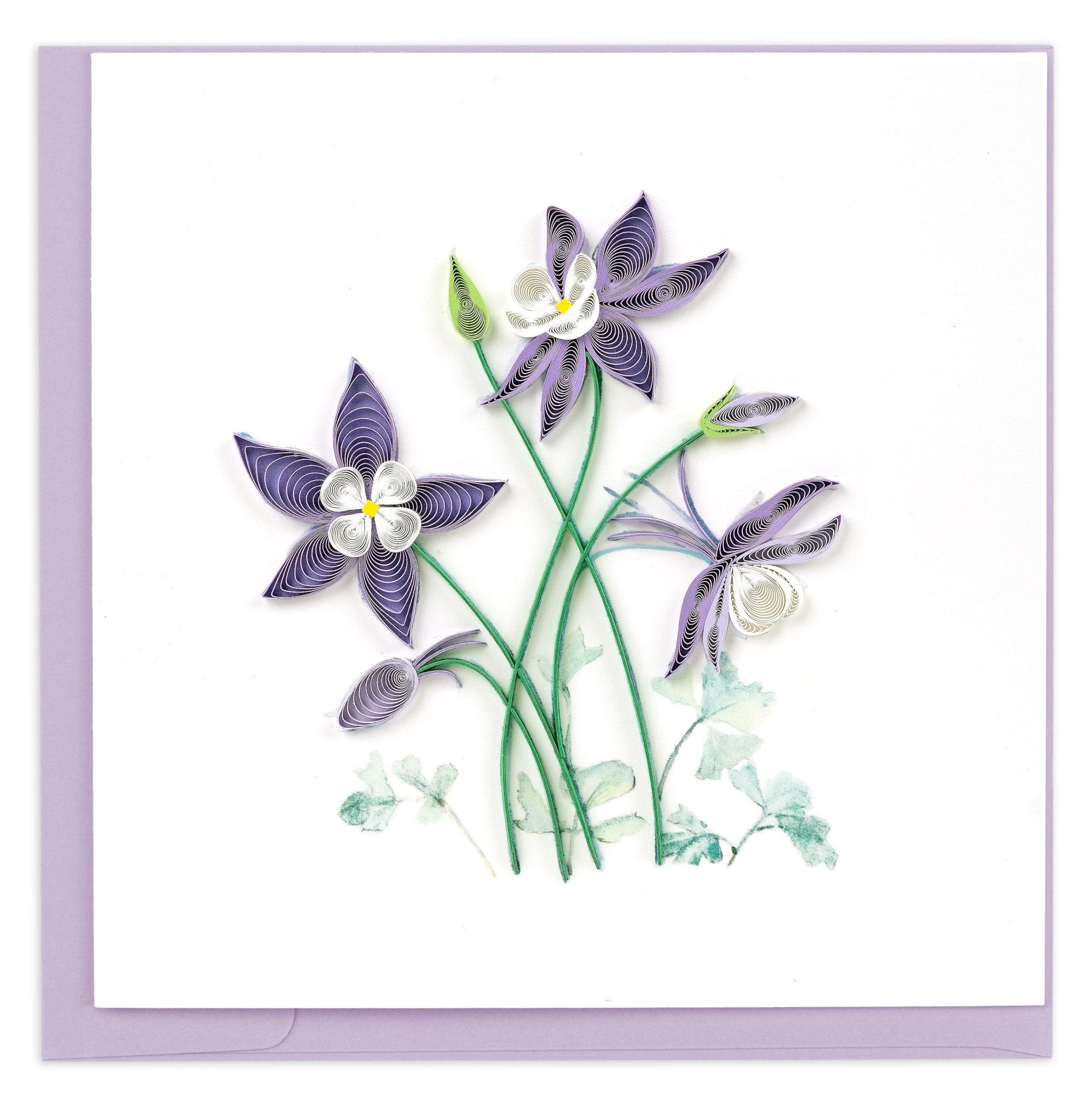 Quilled Columbine Flowers Greeting Card - Quilling Card - Greeting Card