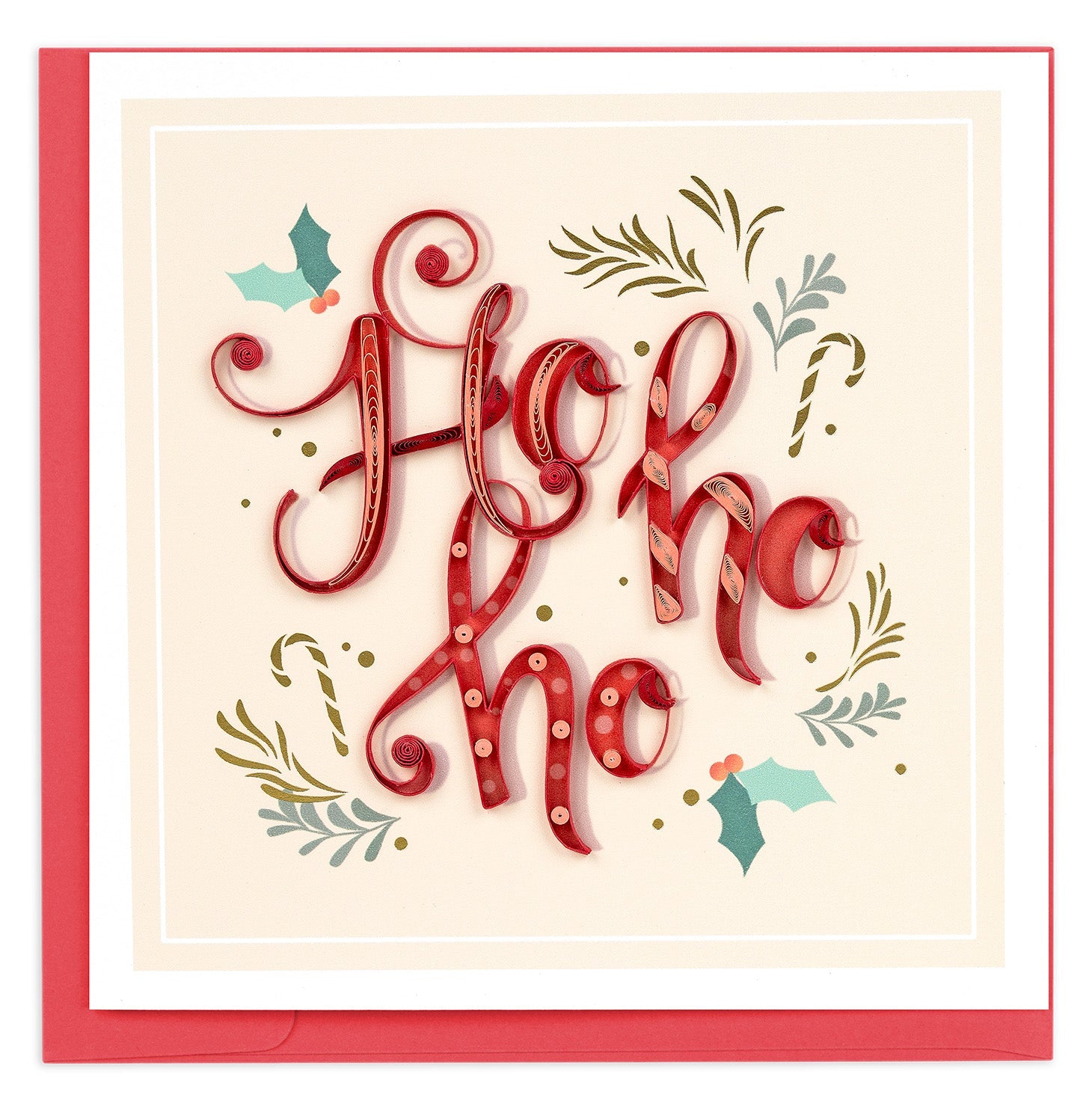 Quilled HO HO HO Greeting Card - Quilling Card - Greeting Card