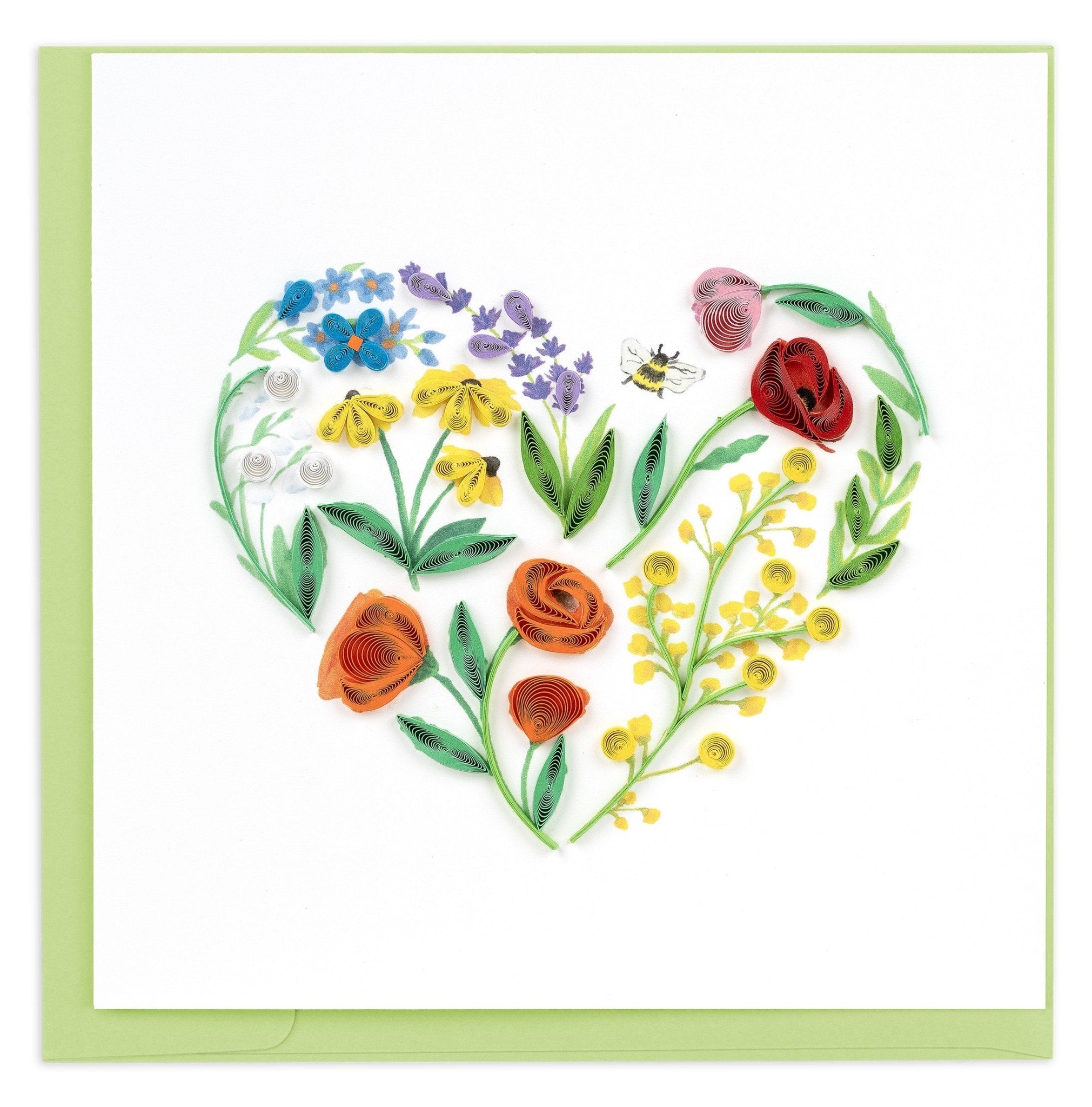 Quilled Garden Heart Greeting Card - Quilling Card - Greeting Card