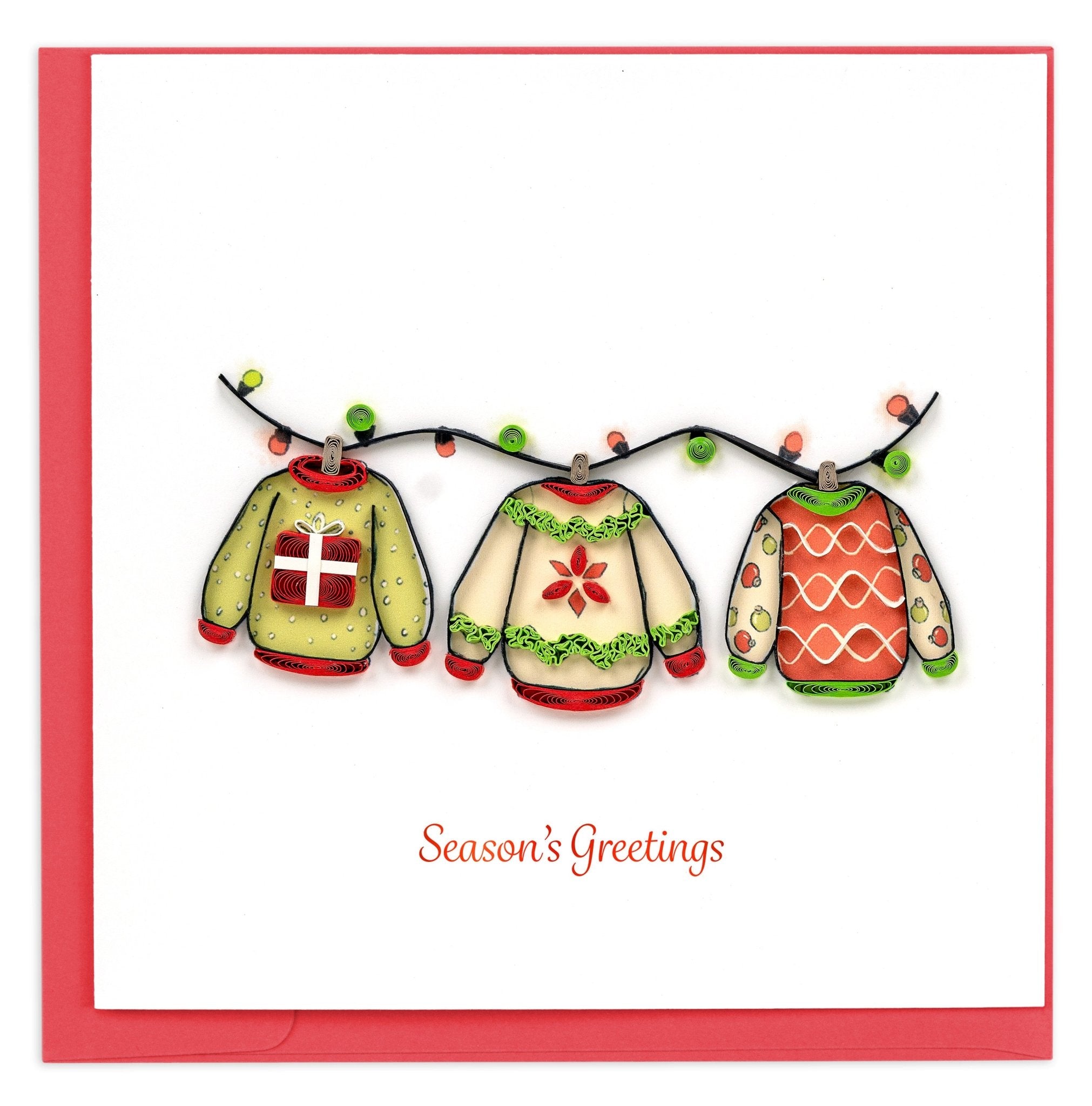 Quilled Christmas Sweaters Greeting Card - Quilling Card - Greeting Card
