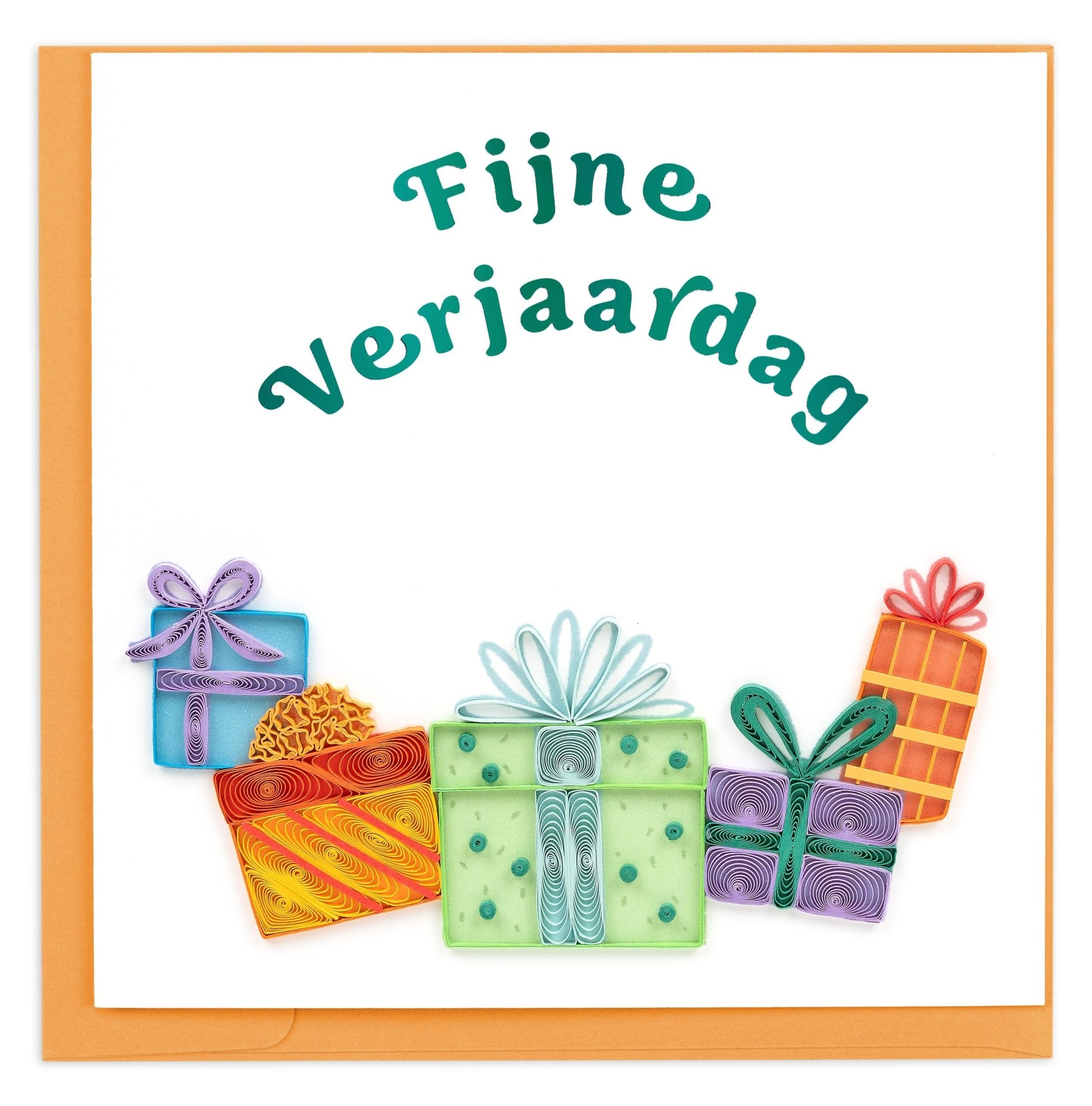 Quilled Birthday Presents (Dutch) Greeting Card - Quilling Card - Greeting Card