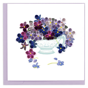 Quilled Violet Bouquet Greeting Card - Quilling Card - Greeting Card