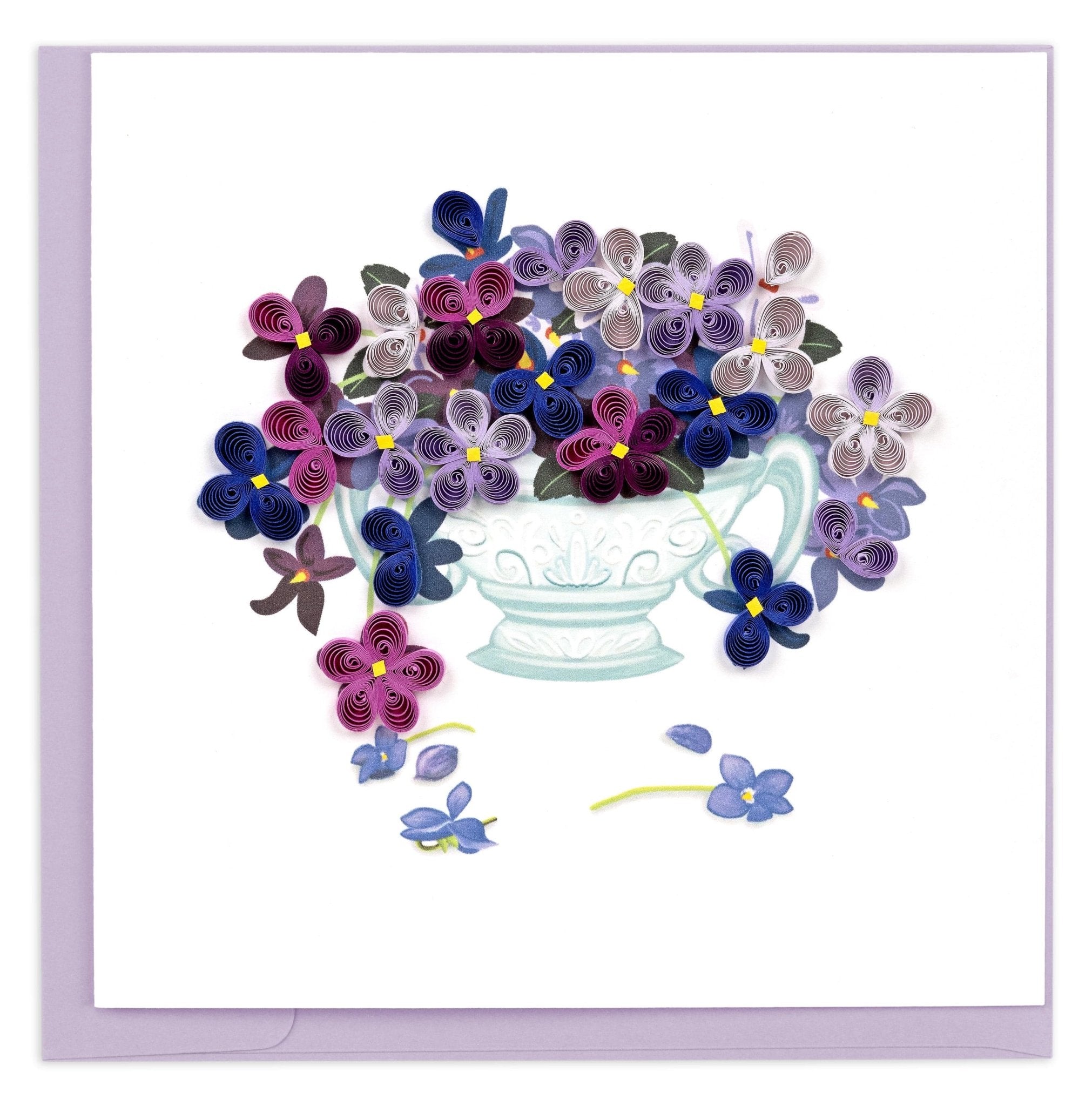 Quilled Violet Bouquet Greeting Card - Quilling Card - Greeting Card