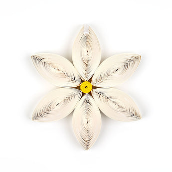 White Poinsettia Ornament - Single - Quilling Card - Ornament