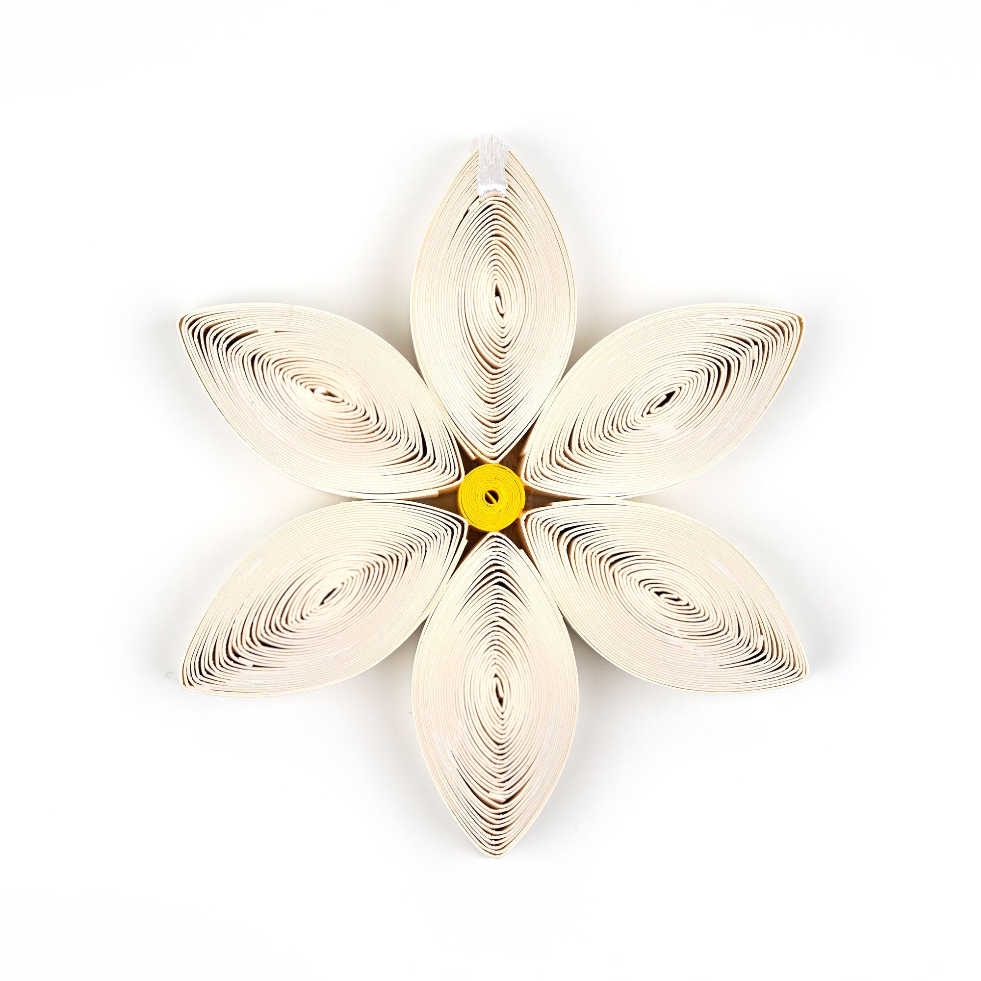 White Poinsettia Ornament - Single - Quilling Card - Ornament