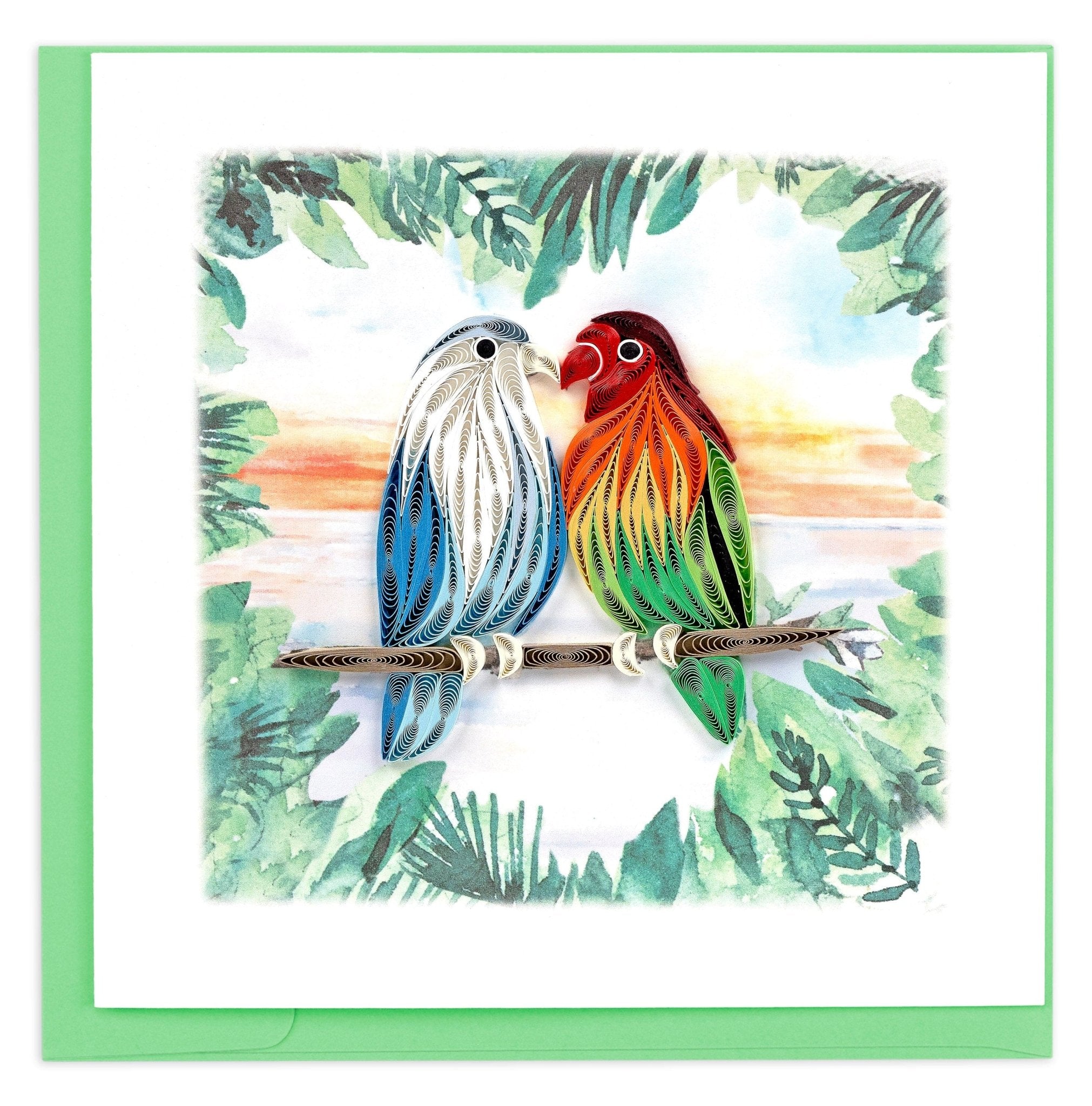 Quilled Pair of Lovebirds Greeting Card