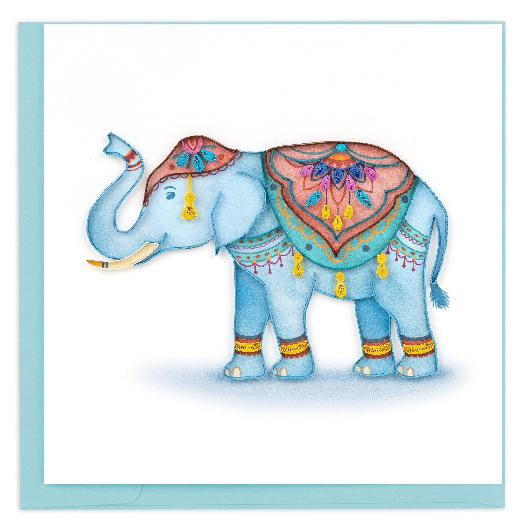 Quilled Decorated Elephant Greeting Card - Quilling Card - Greeting Card