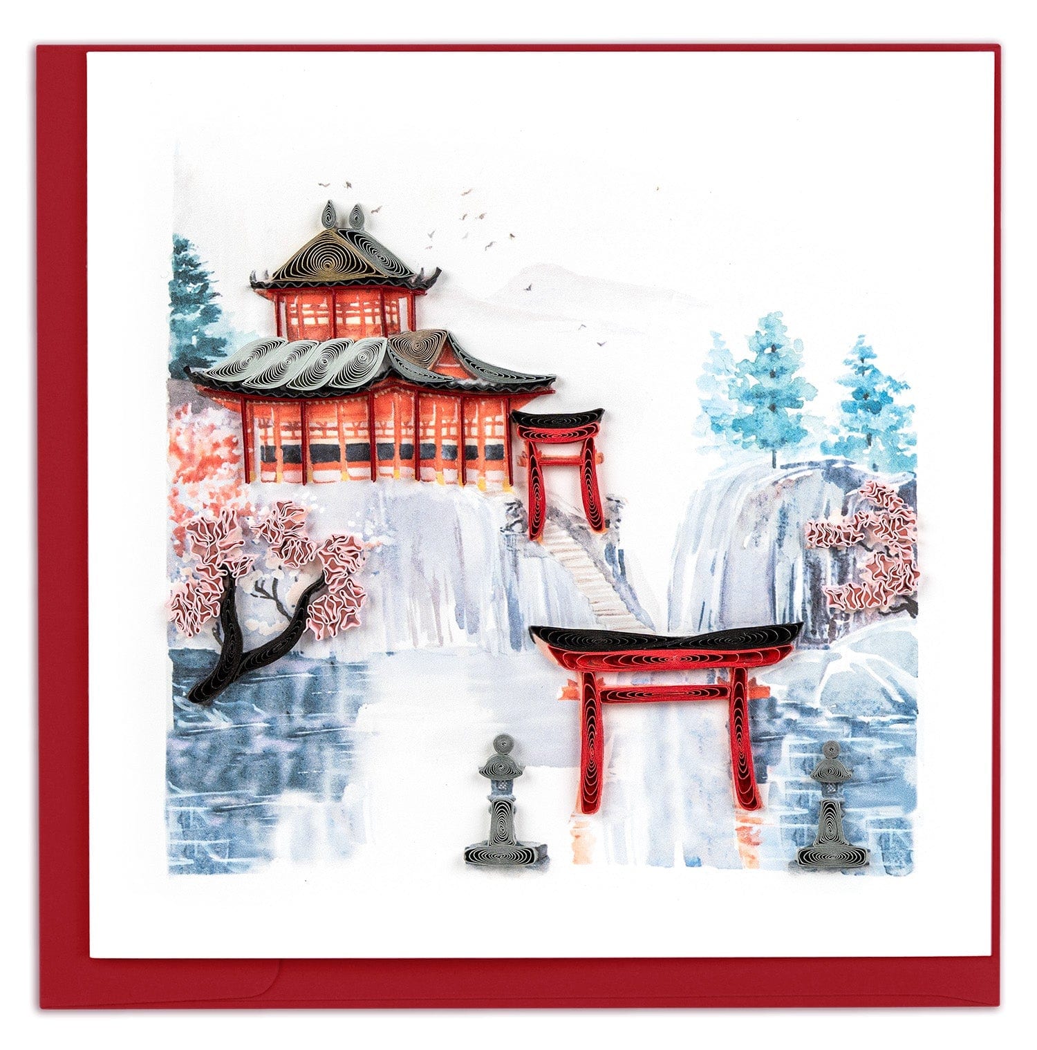 Quilled Shinto Shrine Greeting Card - Quilling Card - Greeting Card