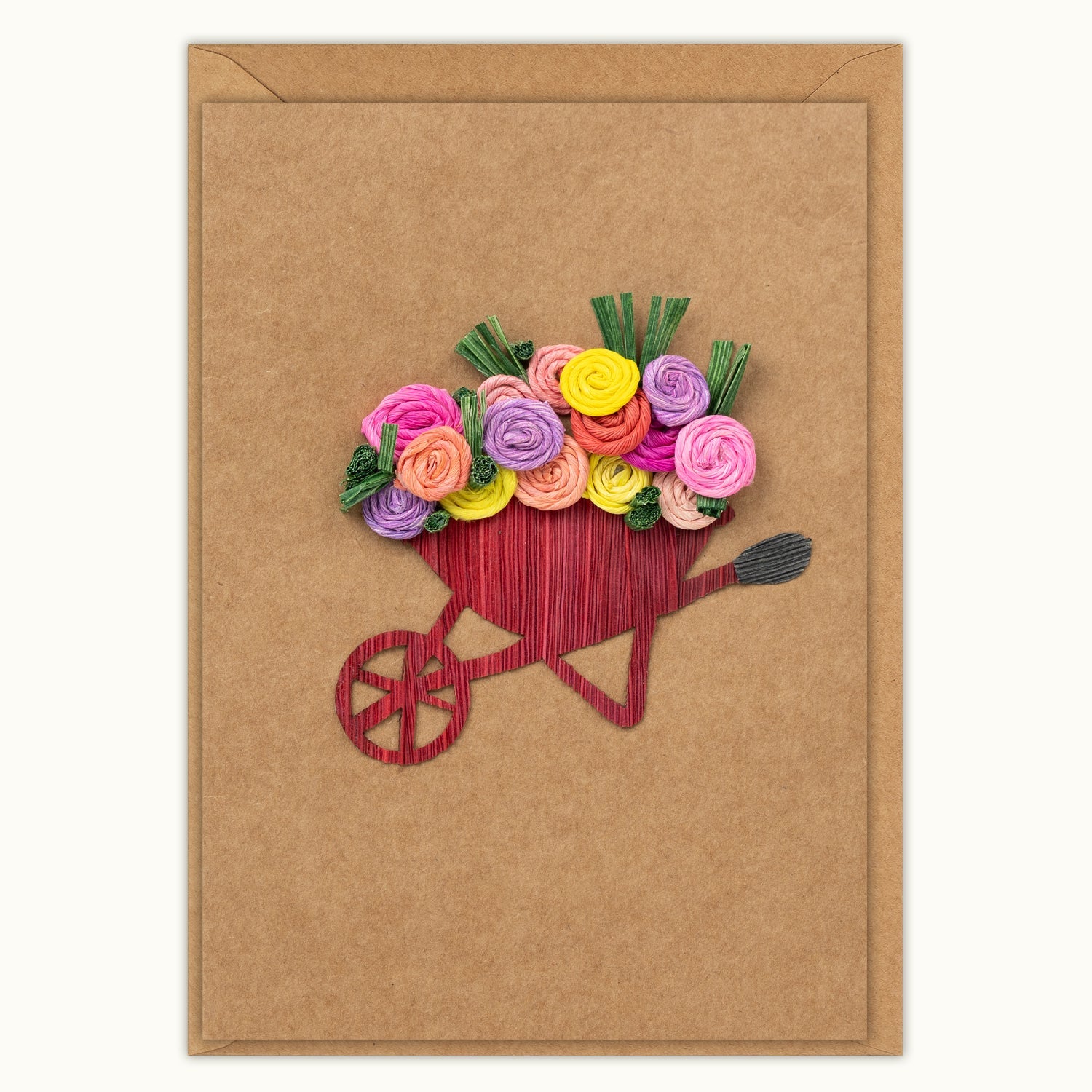 Wheelbarrow Garden Handmade Card - Quilling Card - Greeting Card