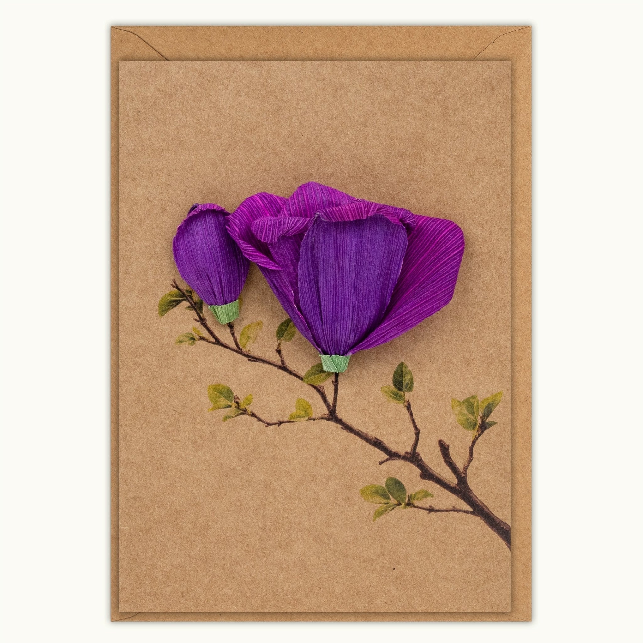 Purple Magnolia Handmade Card - Quilling Card - Greeting Card
