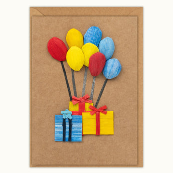 Gifts & Balloons Birthday Handmade Card - Quilling Card - Greeting Card