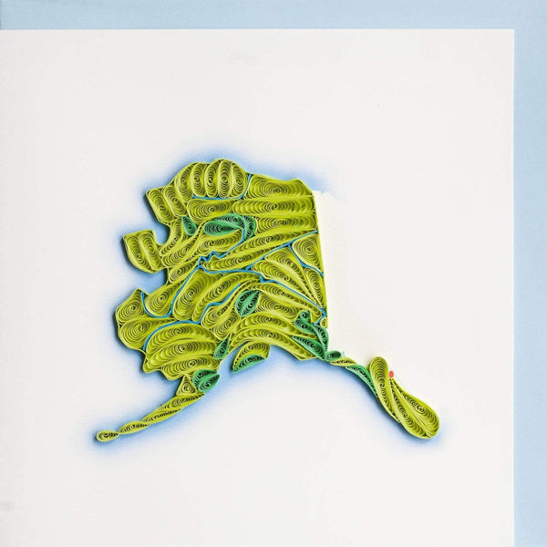 Quilled Map of Alaska Greeting Card