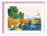 Quilled Artist Series - Two Women by the Shore, Mediterranean, Cross Greeting Card