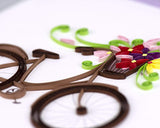 Detail shot of Quilled Bicycle with Flower Basket Card