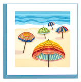 quilled colorful umbrella greeting card with blue envelope