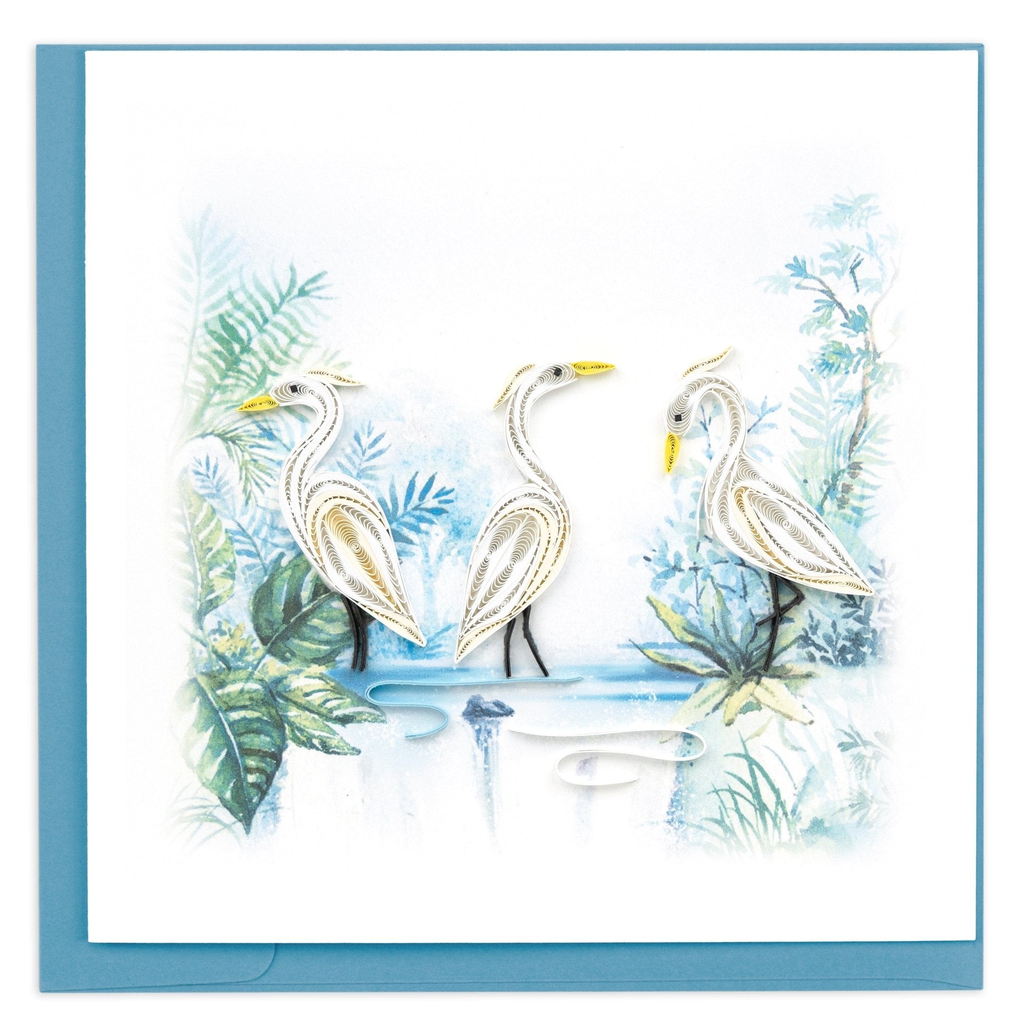Quilled Three Herons Greeting Card - Quilling Card - Greeting Card