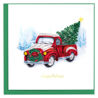 Quilled Christmas Truck Greeting Card - Quilling Card - Greeting Card