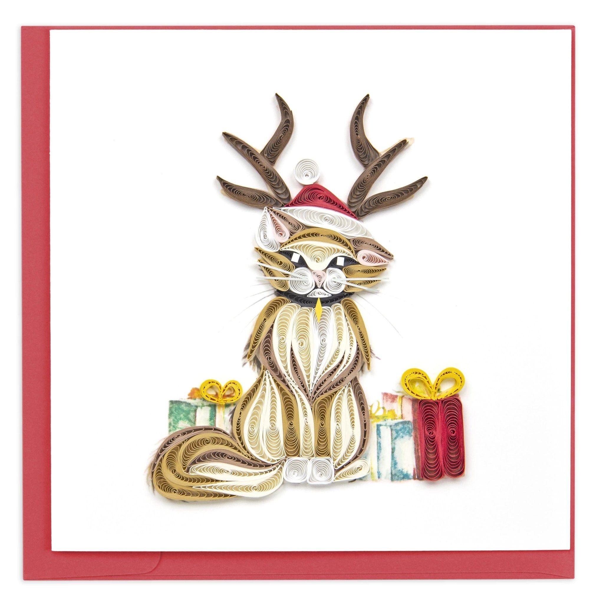 Quilled Holiday Cat Greeting Card - Quilling Card - Greeting Card