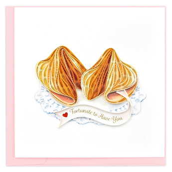 Quilled Love Fortune Cookies Greeting Card - Quilling Card - Greeting Card